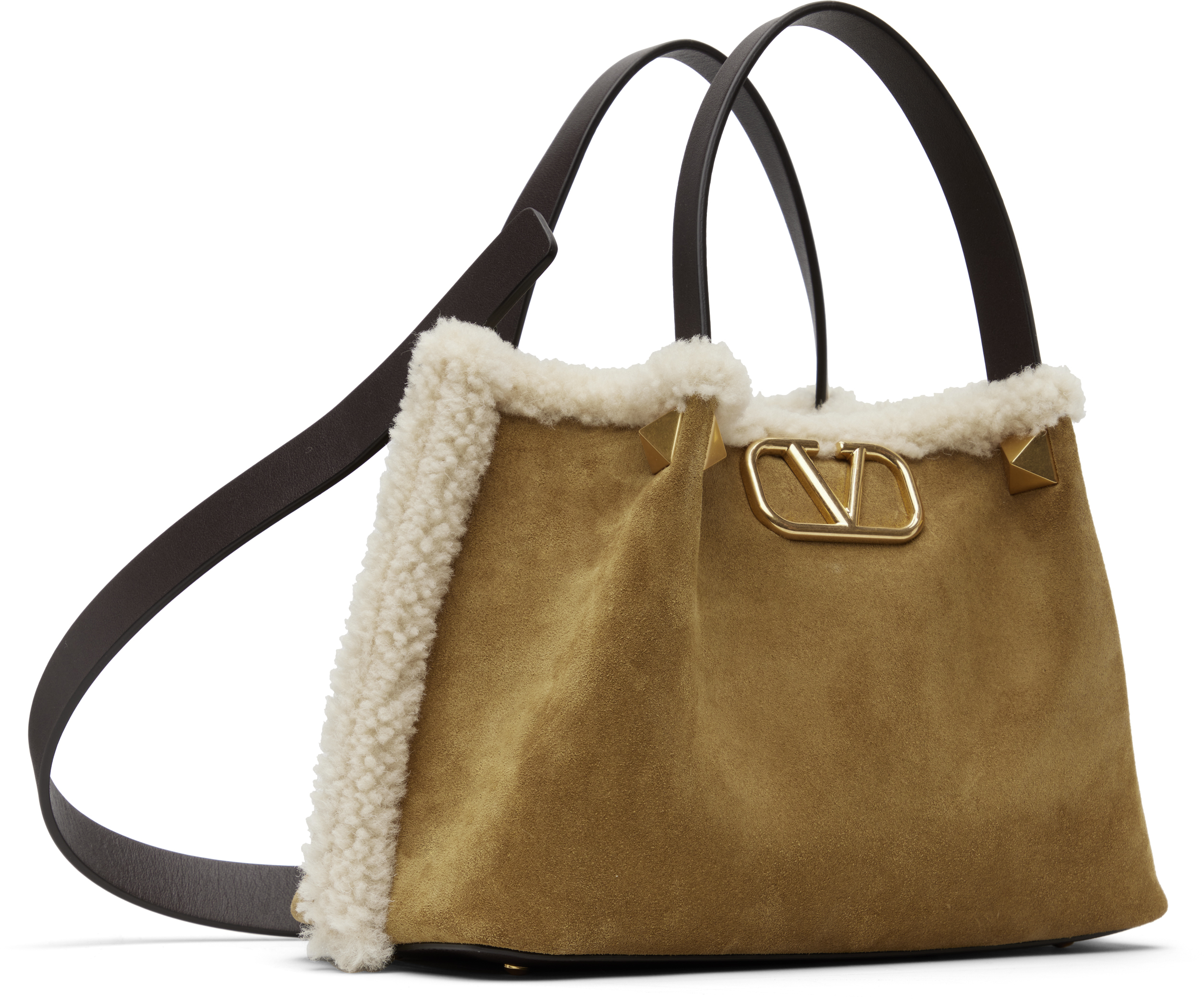 Valentino Tan Suede Stud Small Bag