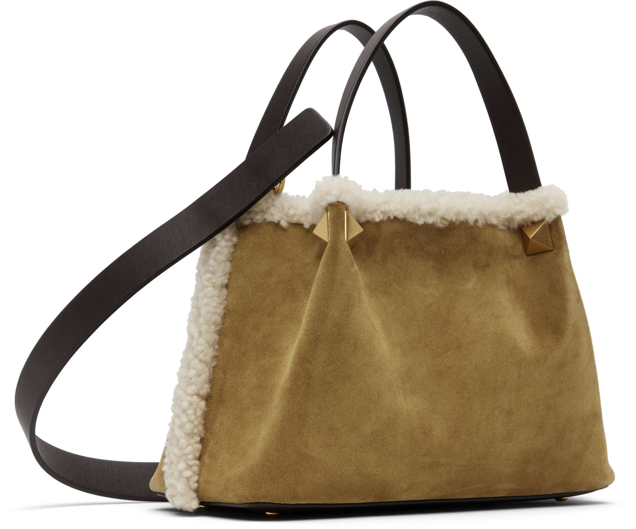 Valentino Tan Suede Stud Small Bag