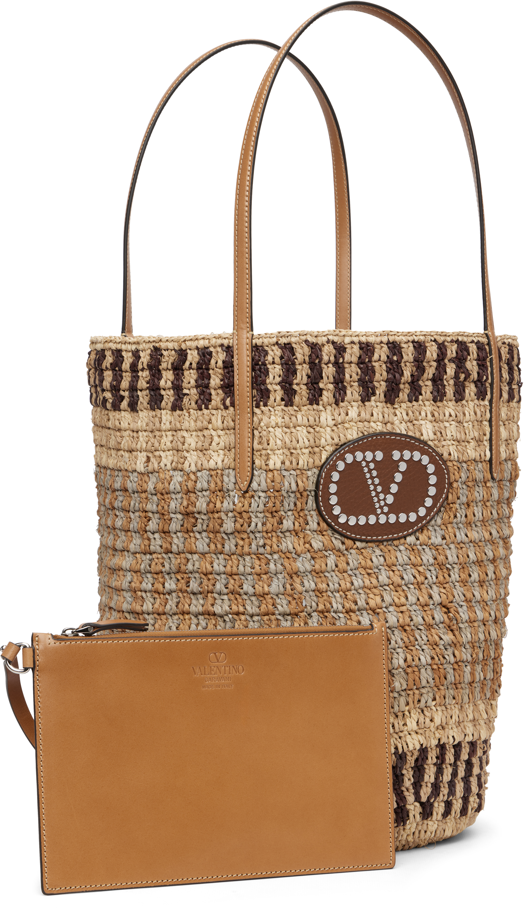 Valentino Beige Vlogo Signature Bucket Bag In Brown