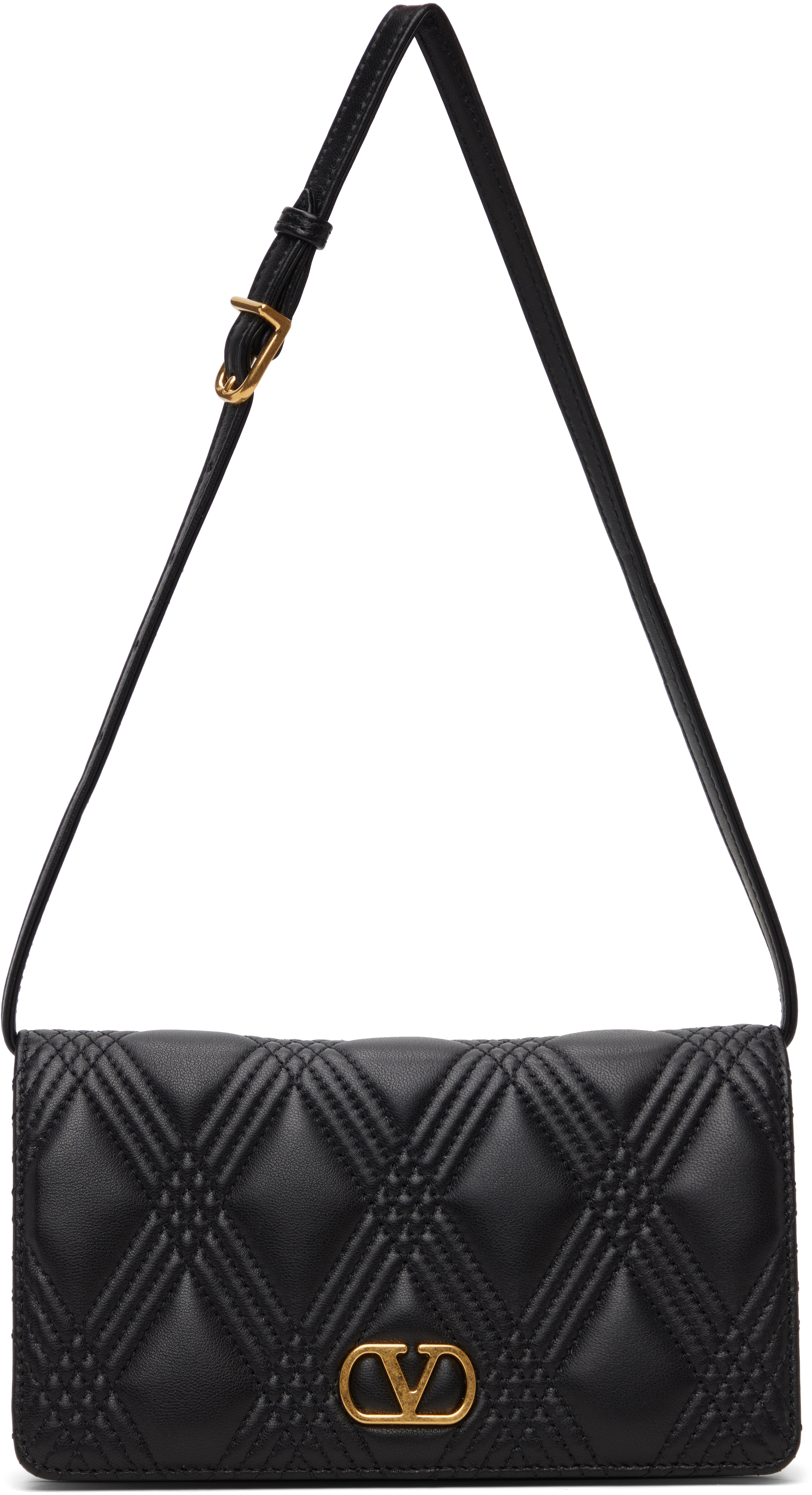 Valentino Black Quiltie 67 Mini Bag In Black