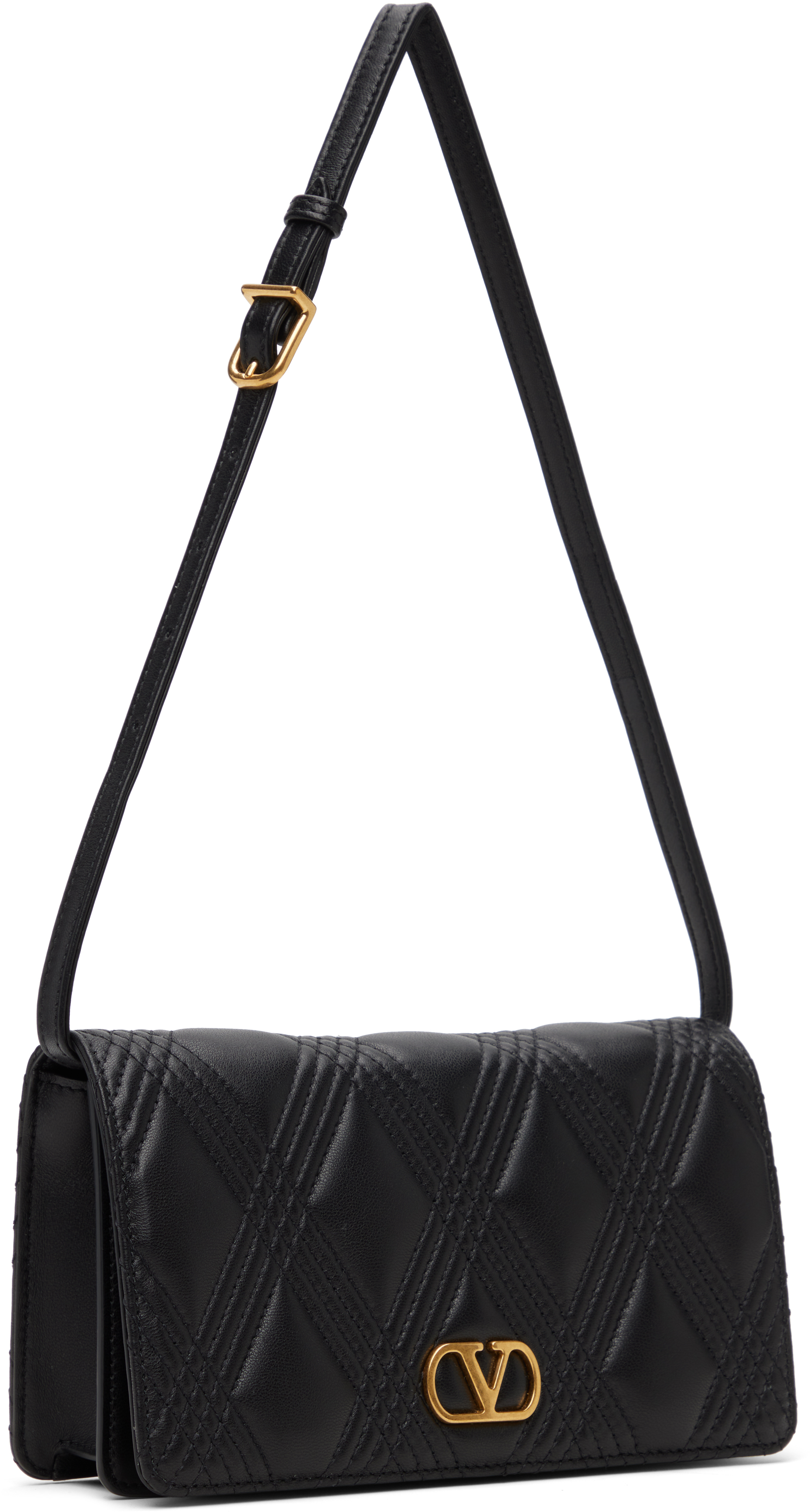 Valentino Black Quiltie 67 Mini Bag In Black
