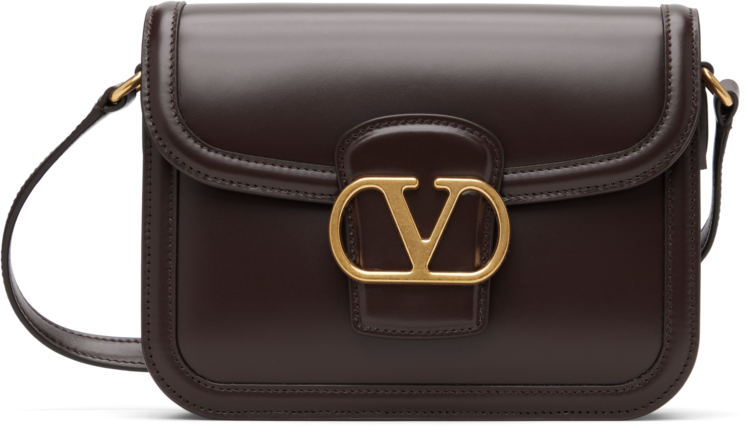 Valentino Brown 9to5 Smooth Calfskin Shoulder Bag