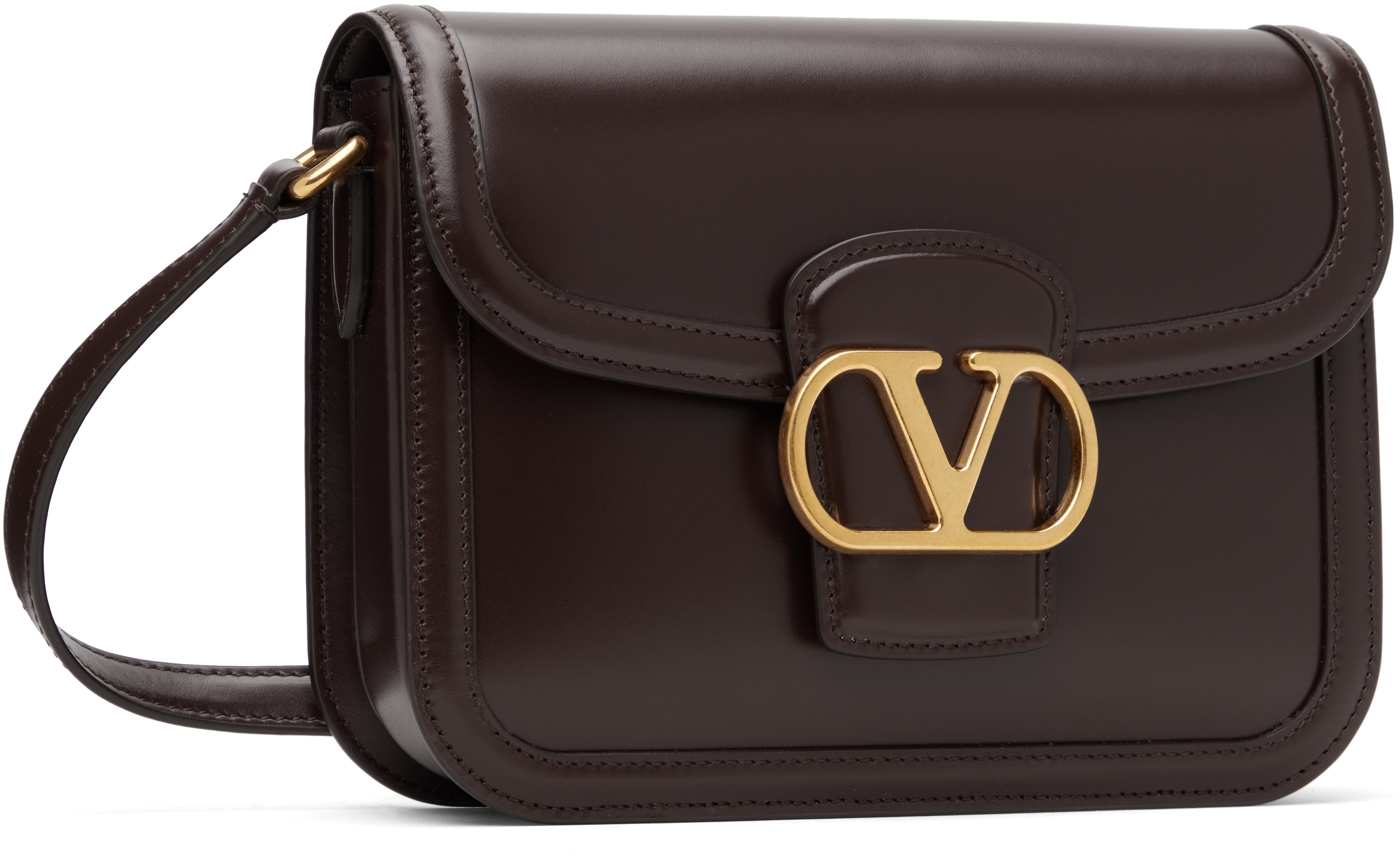 Valentino Brown 9to5 Smooth Calfskin Shoulder Bag