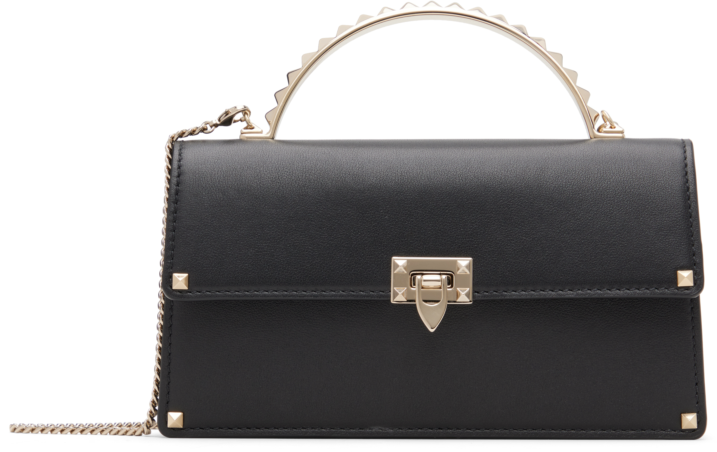 Valentino Black Mini Stud Bag In Black