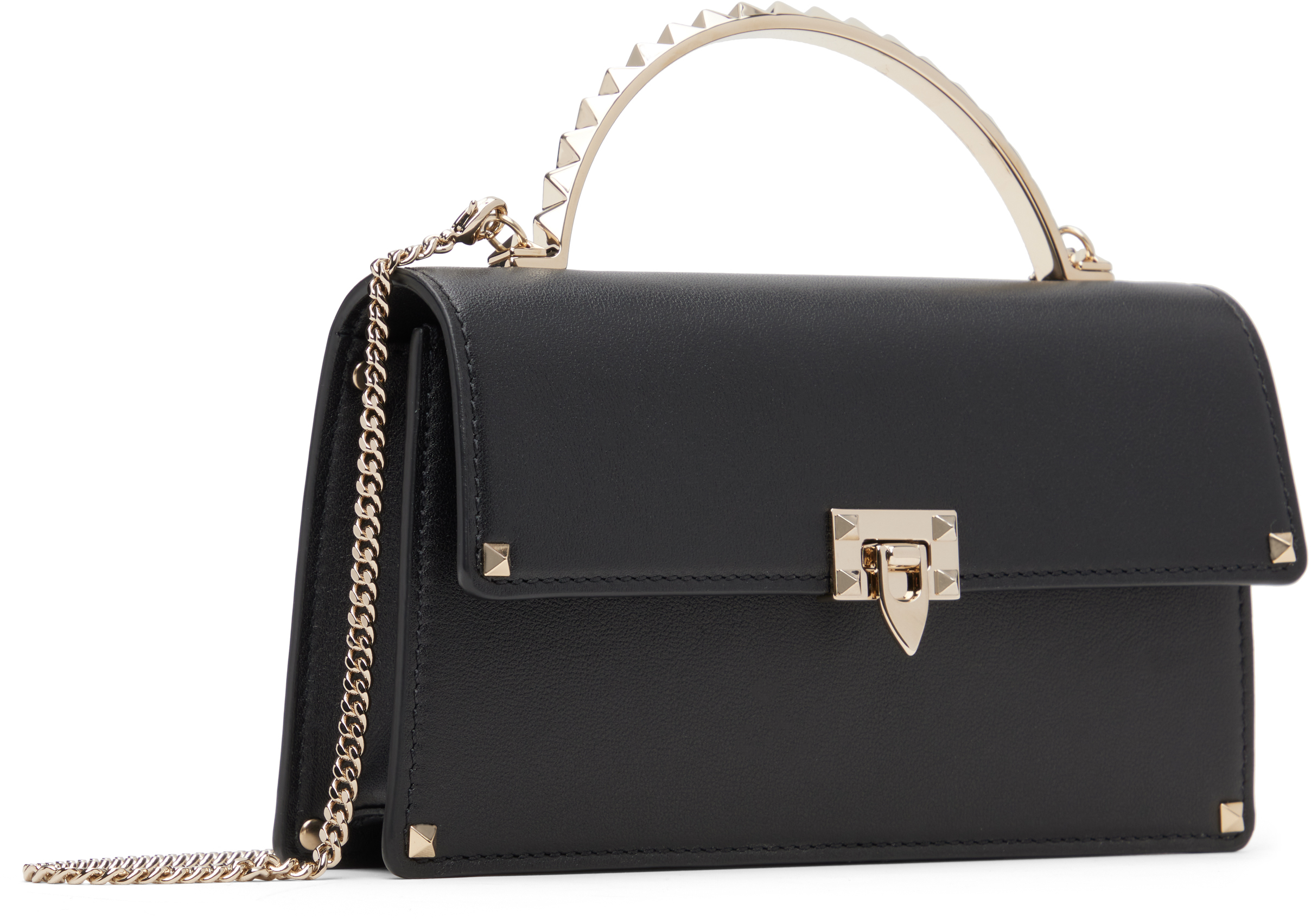 Valentino Black Mini Stud Bag In Black