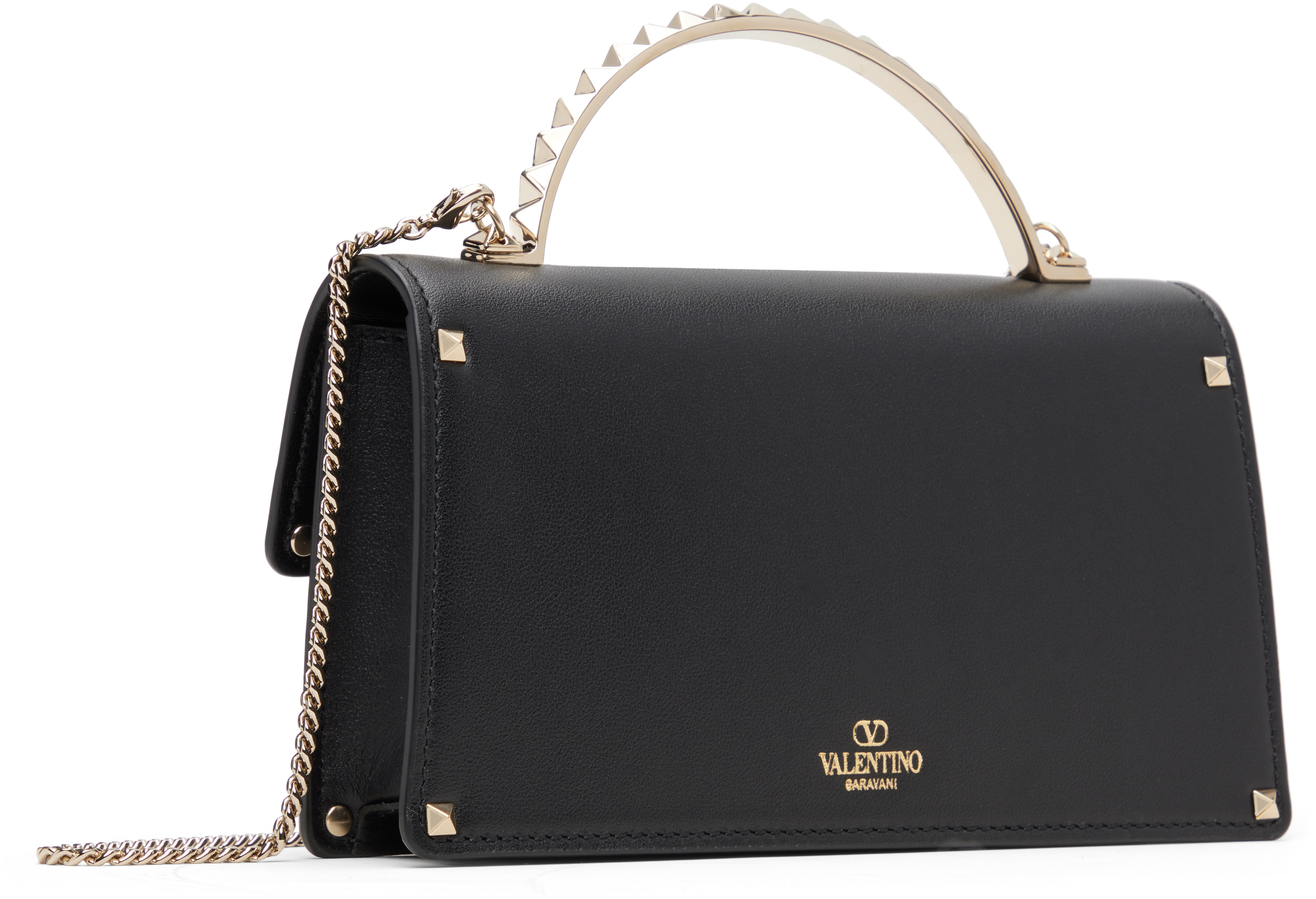 Valentino Black Mini Stud Bag In Black