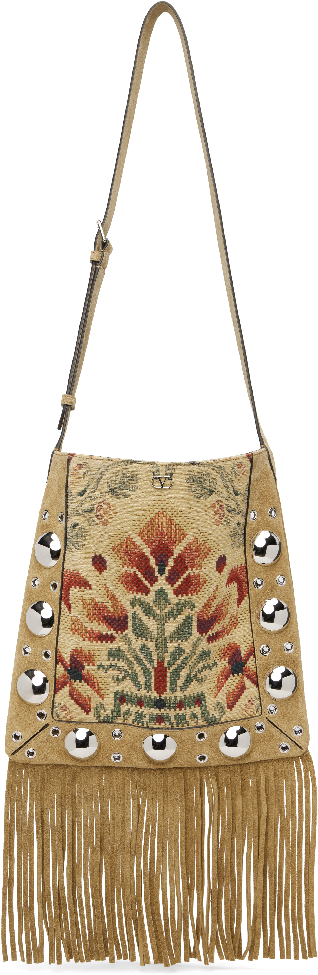 Valentino Garavani Tan Nellcôte Jacquard Floral Bag