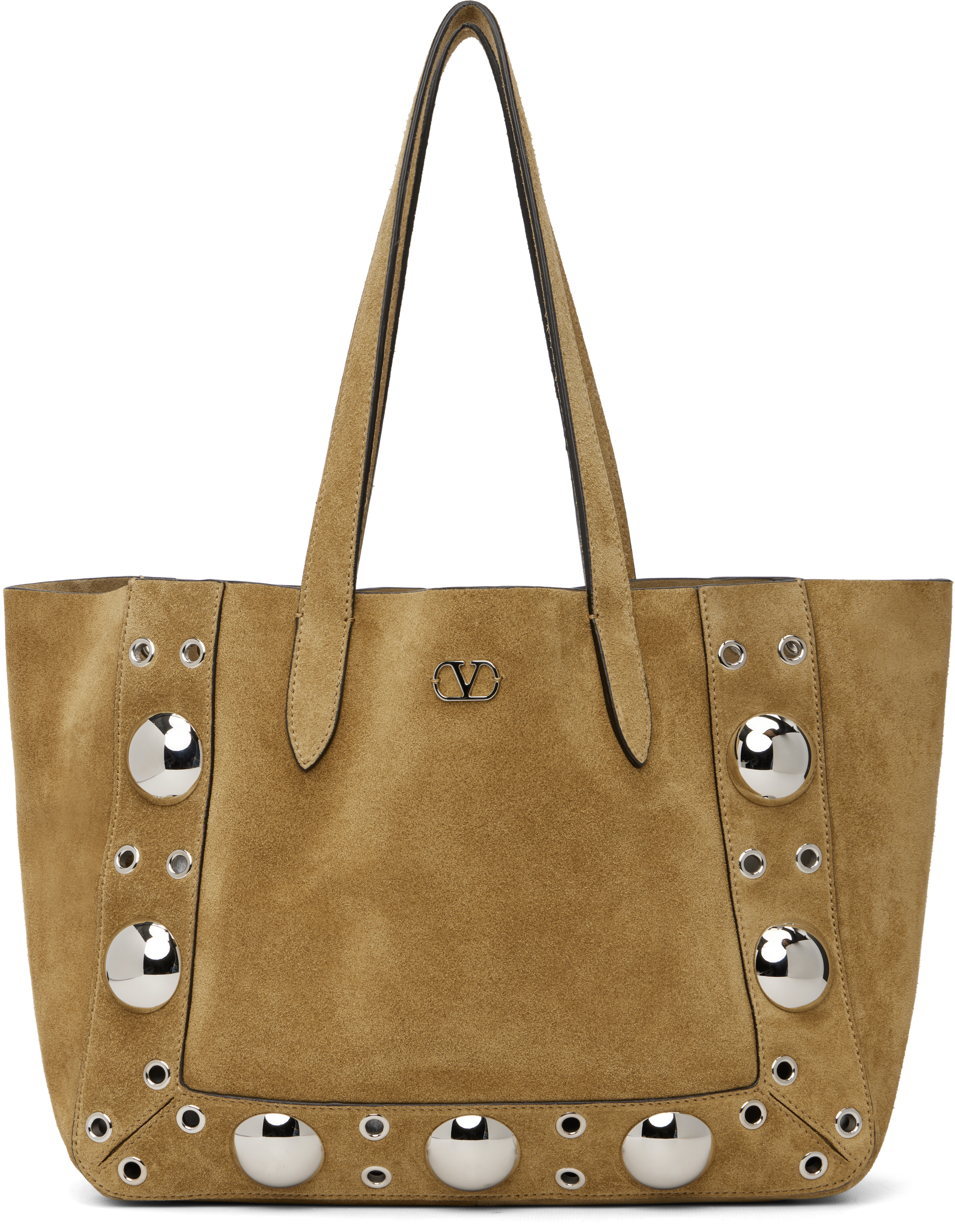 Valentino Garavani Tan Medium Nellcôte Suede Tote