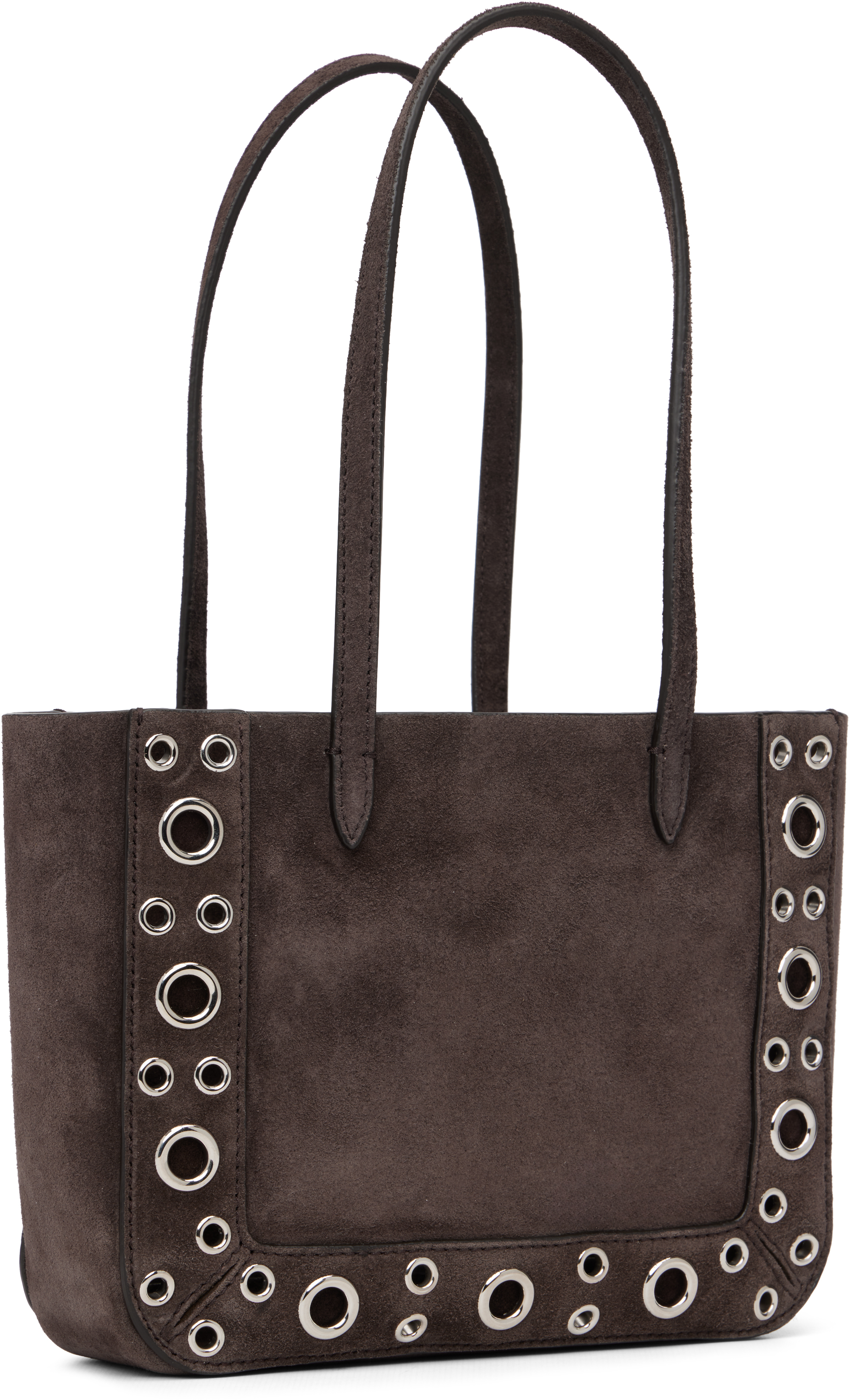 Valentino Studded Suede Double Handles Shoulder Bag In Brown
