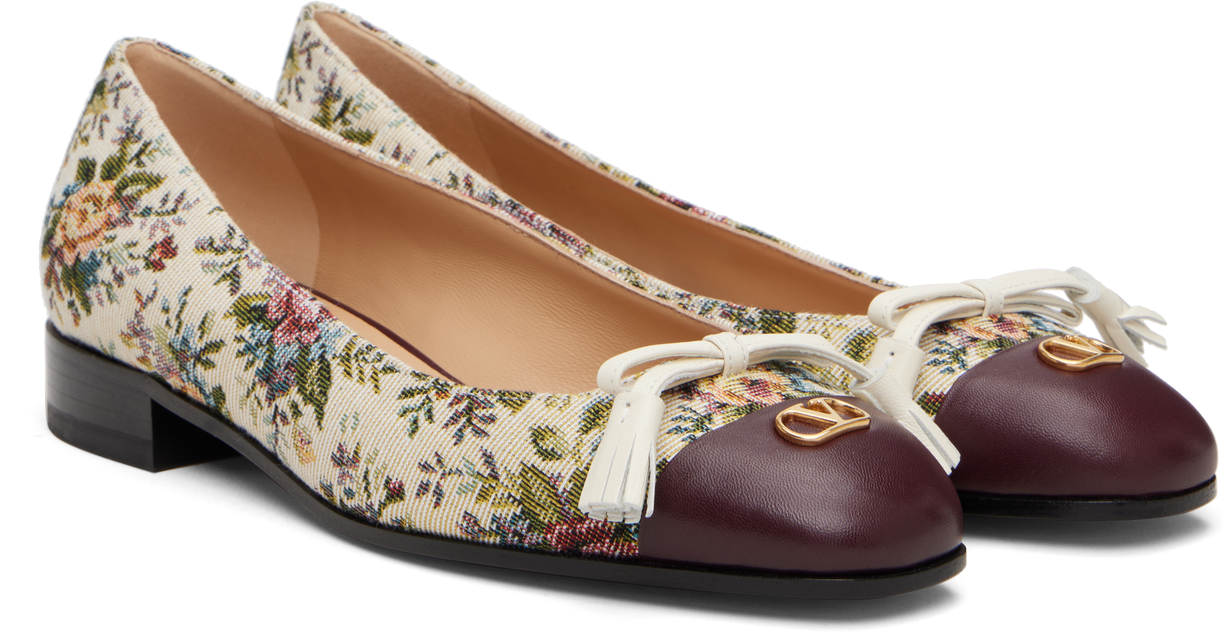 Valentino Beige 'valet Du Roi' Ballerina Flats In Multi