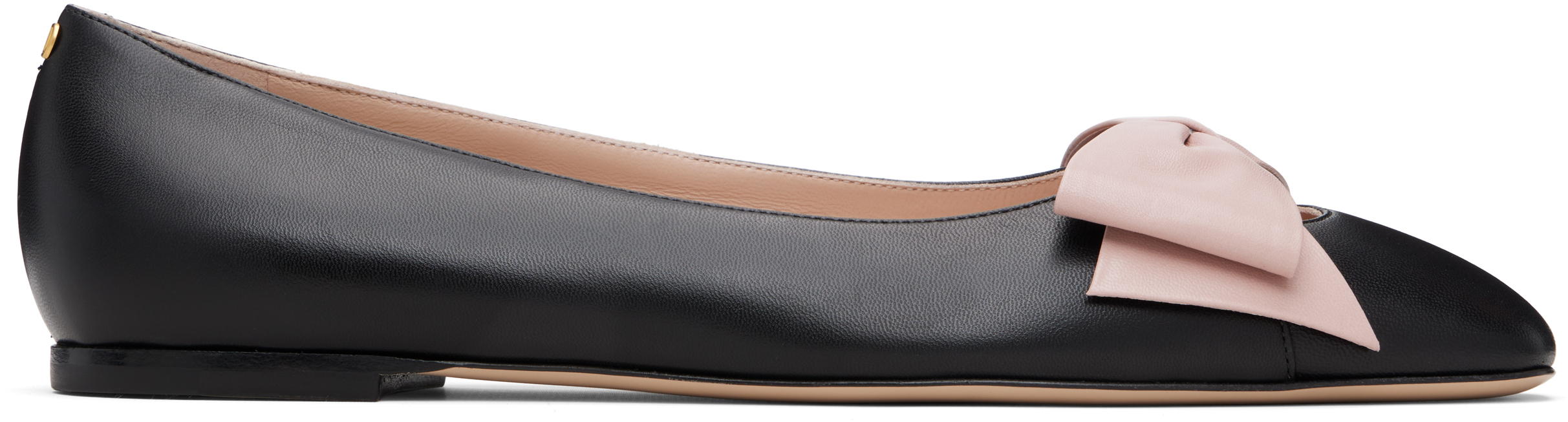 Valentino Black Bowow Kidskin Ballerina Flats In Black