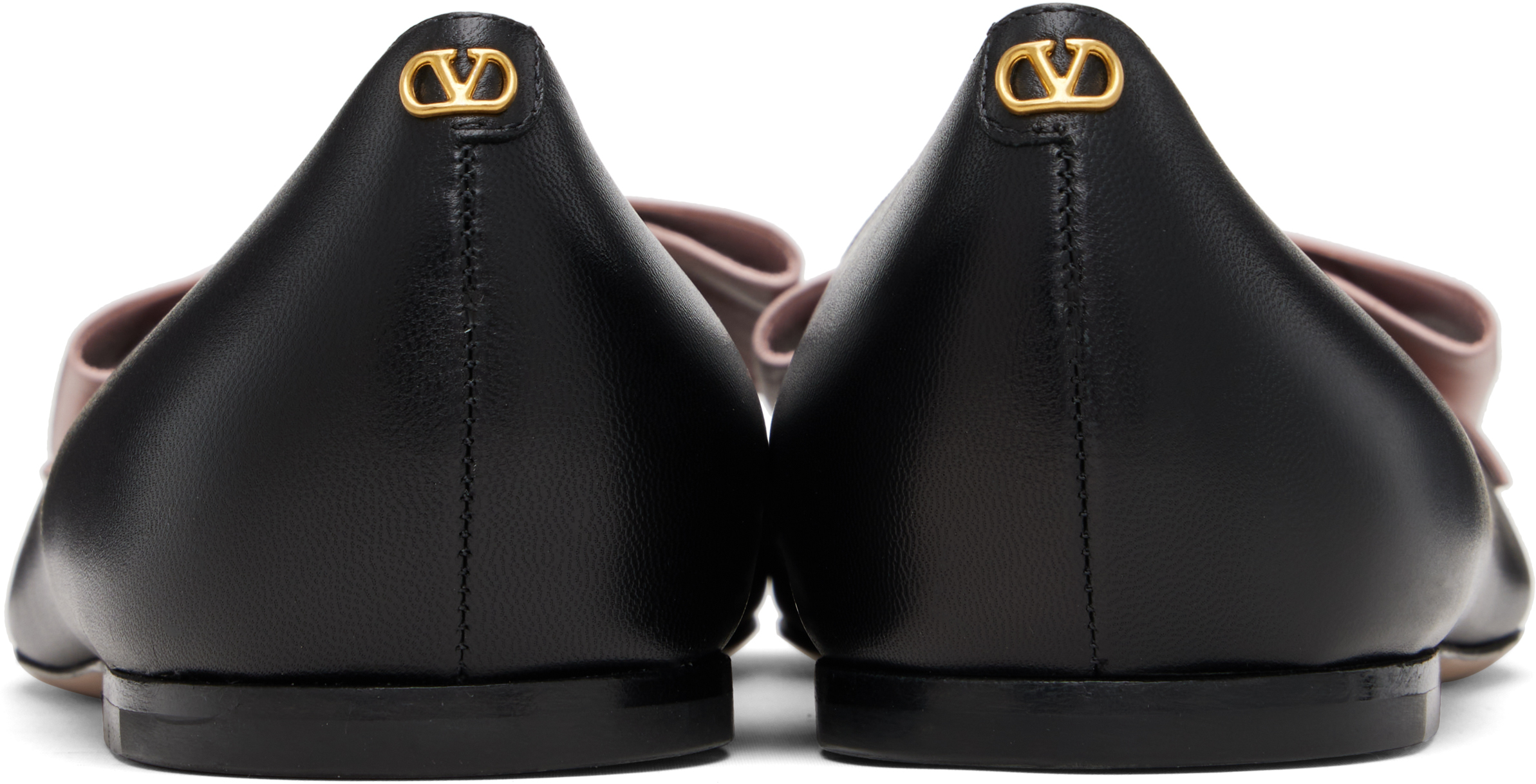 Valentino Black Bowow Kidskin Ballerina Flats In Black