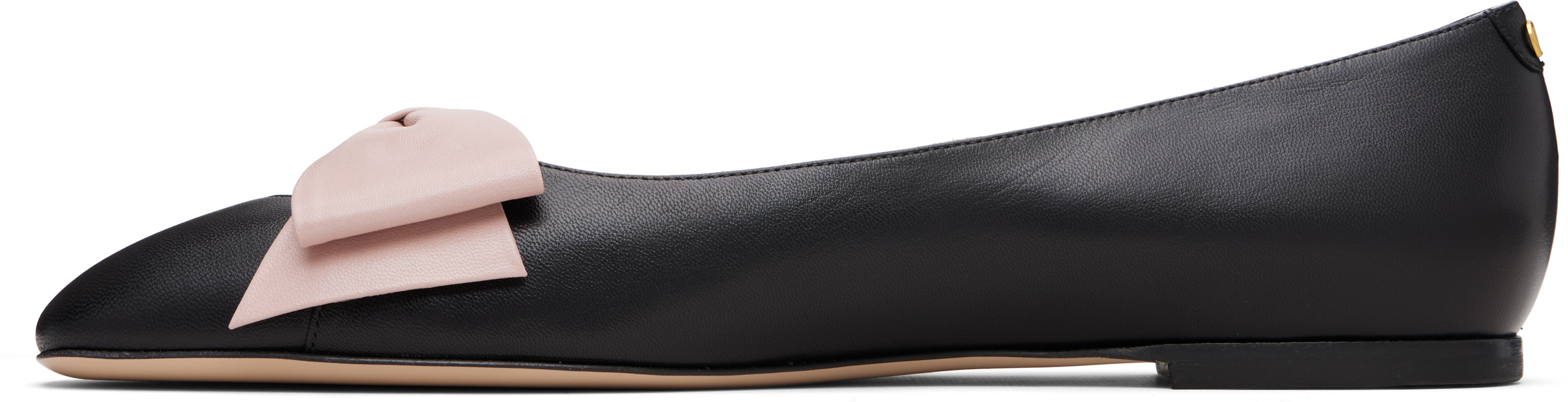 Valentino Black Bowow Kidskin Ballerina Flats In Black