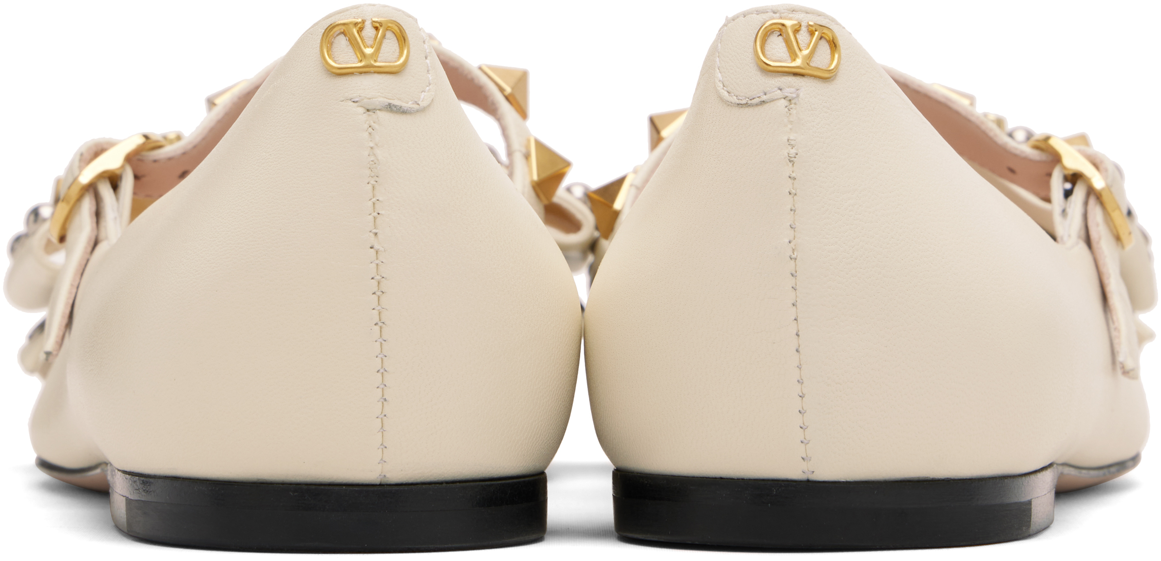 Valentino Off-white Mary-jane Bowow Ballerina Flats In White