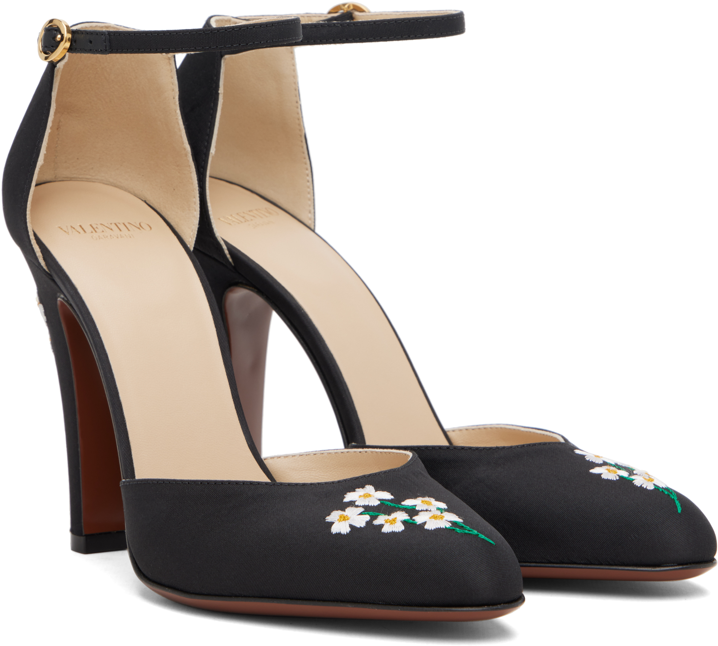 Valentino Black Hi Dolly Fabric Heels In Black