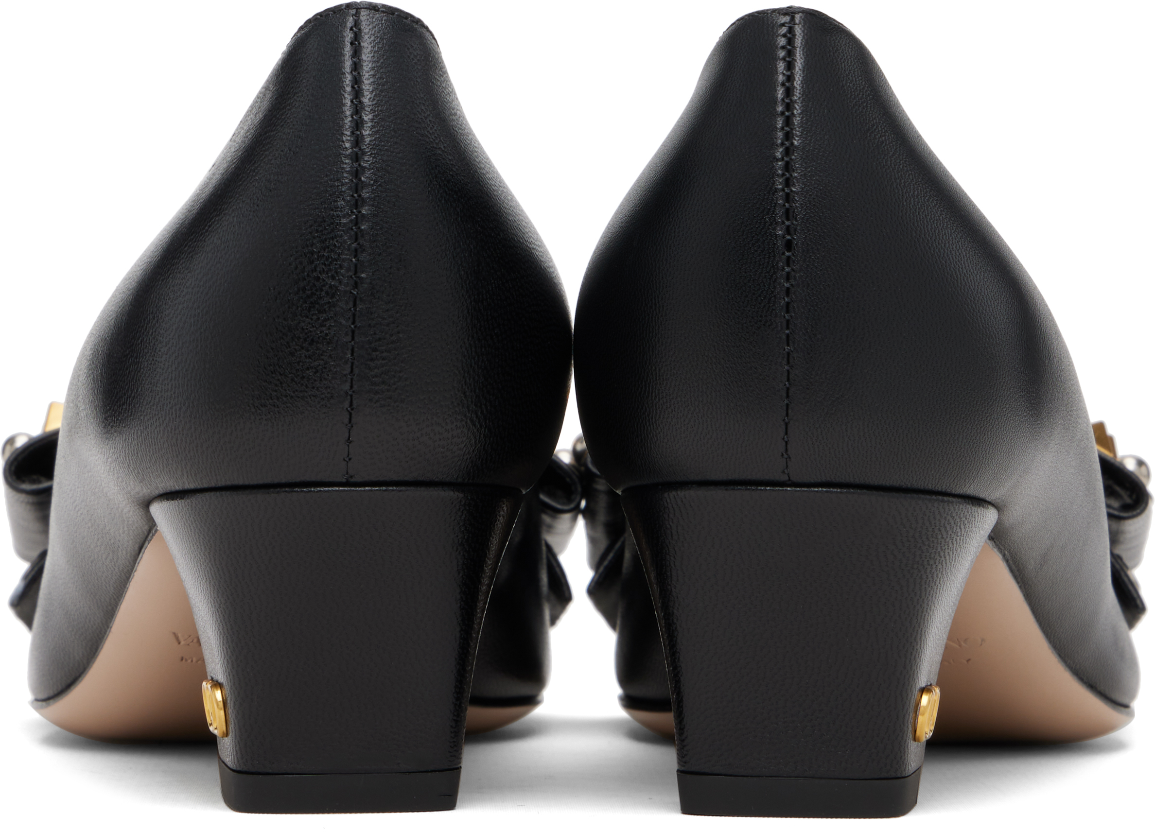 Valentino Black Bowow Kidskin Heels In Black