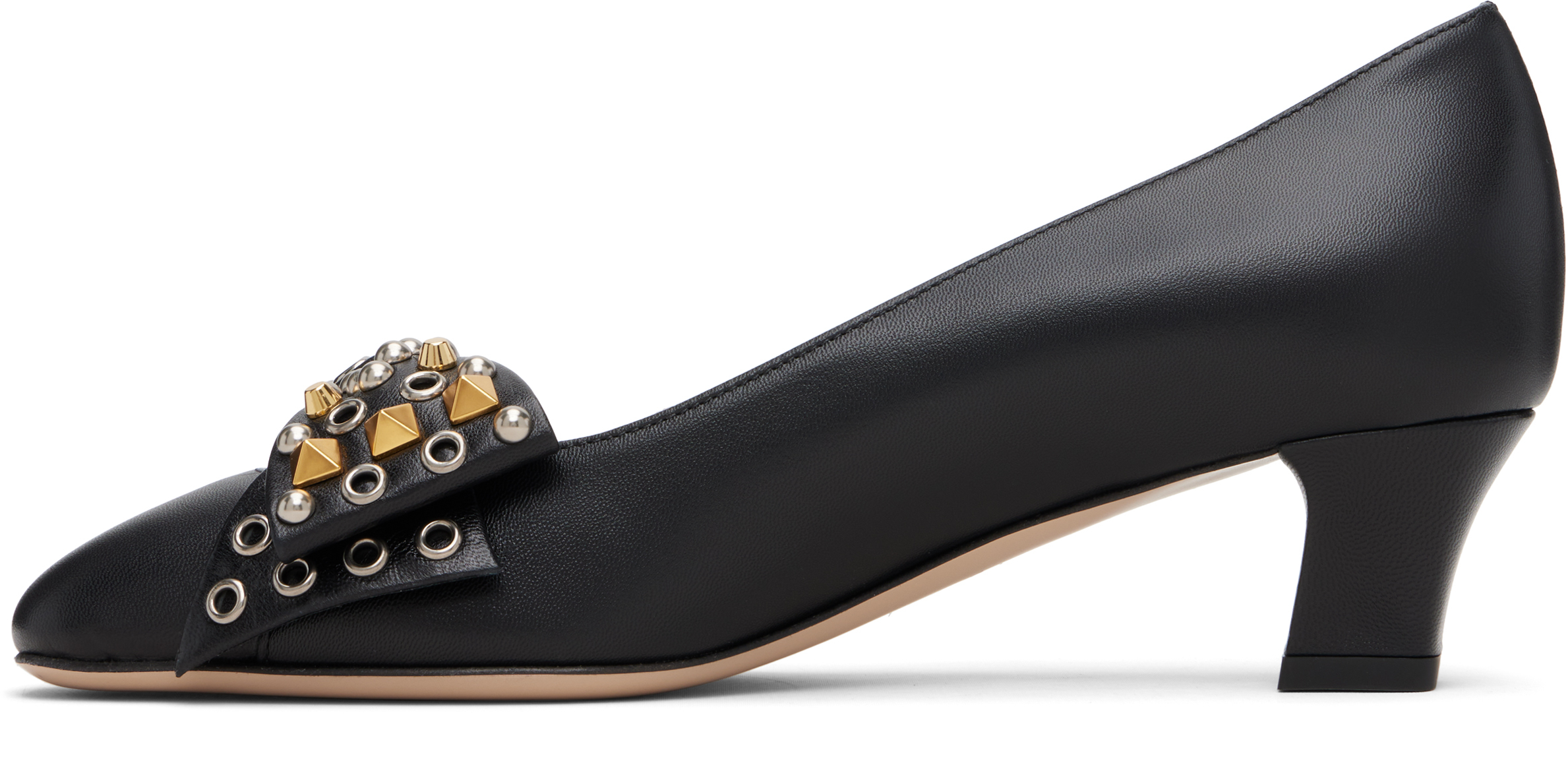 Valentino Black Bowow Kidskin Heels In Black