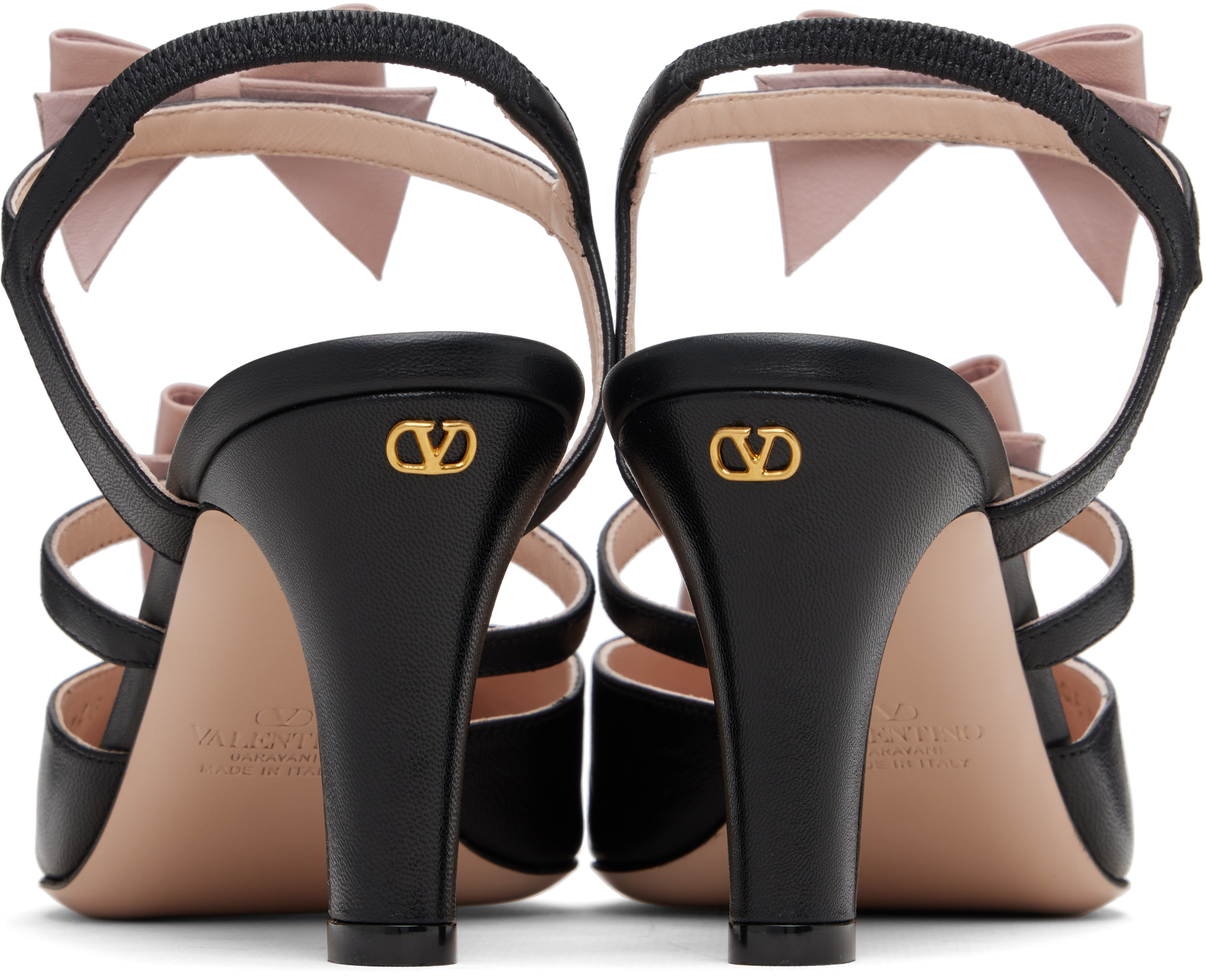 Valentino Black Slingback Leather Bow Heels