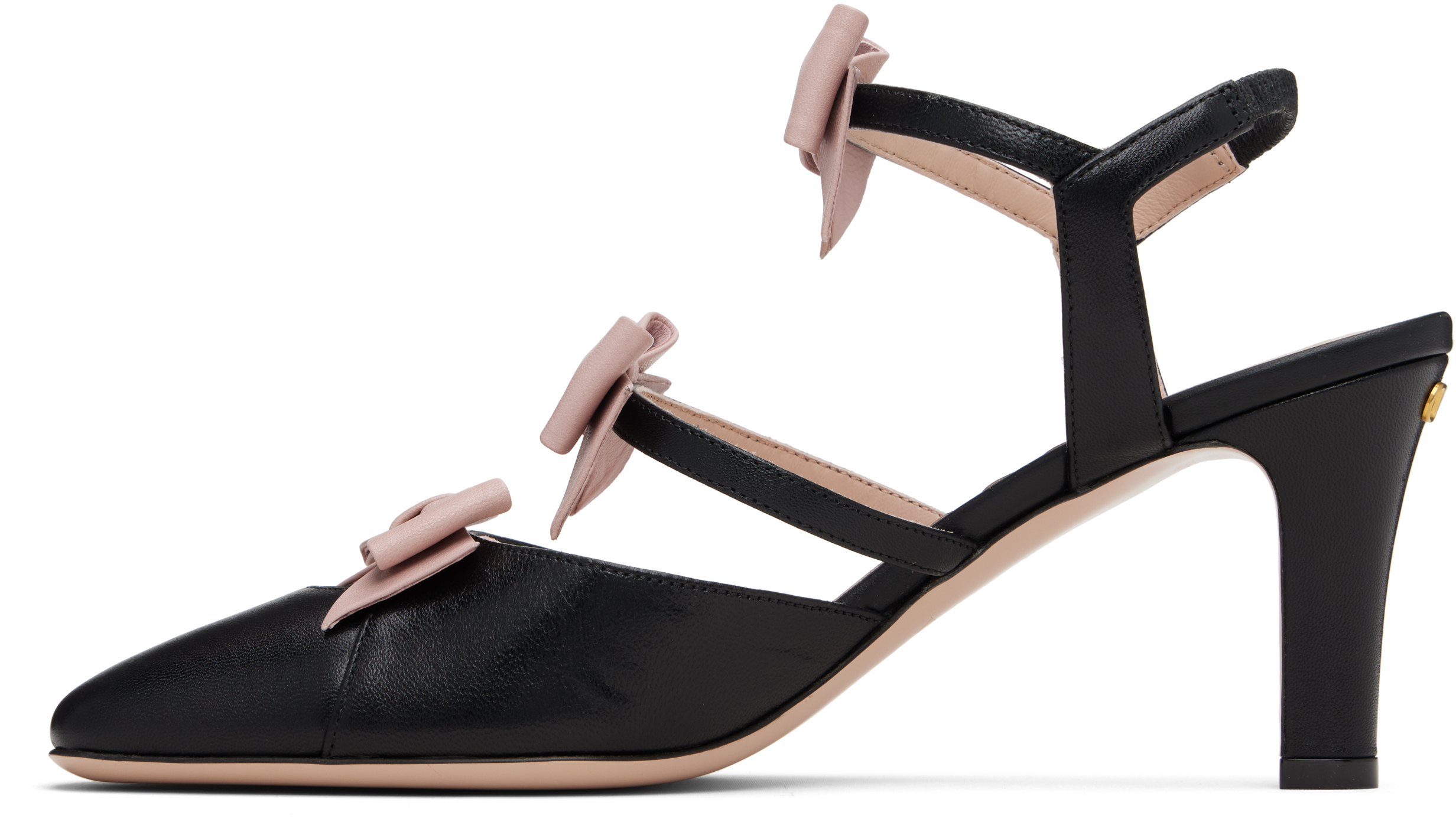 Valentino Black Slingback Leather Bow Heels