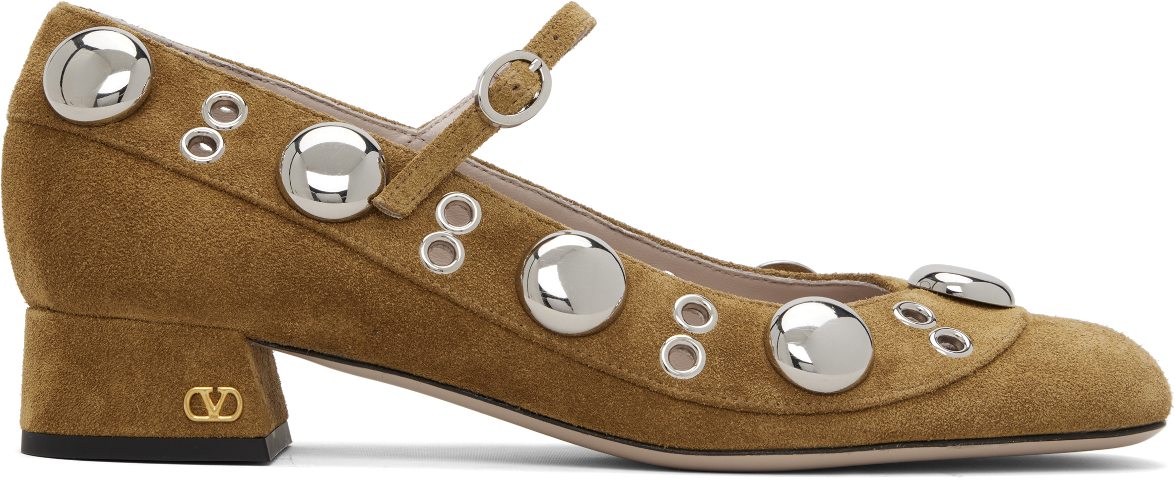 Valentino Garavani Tan Nellcôte Mary-jane Heels In Brown