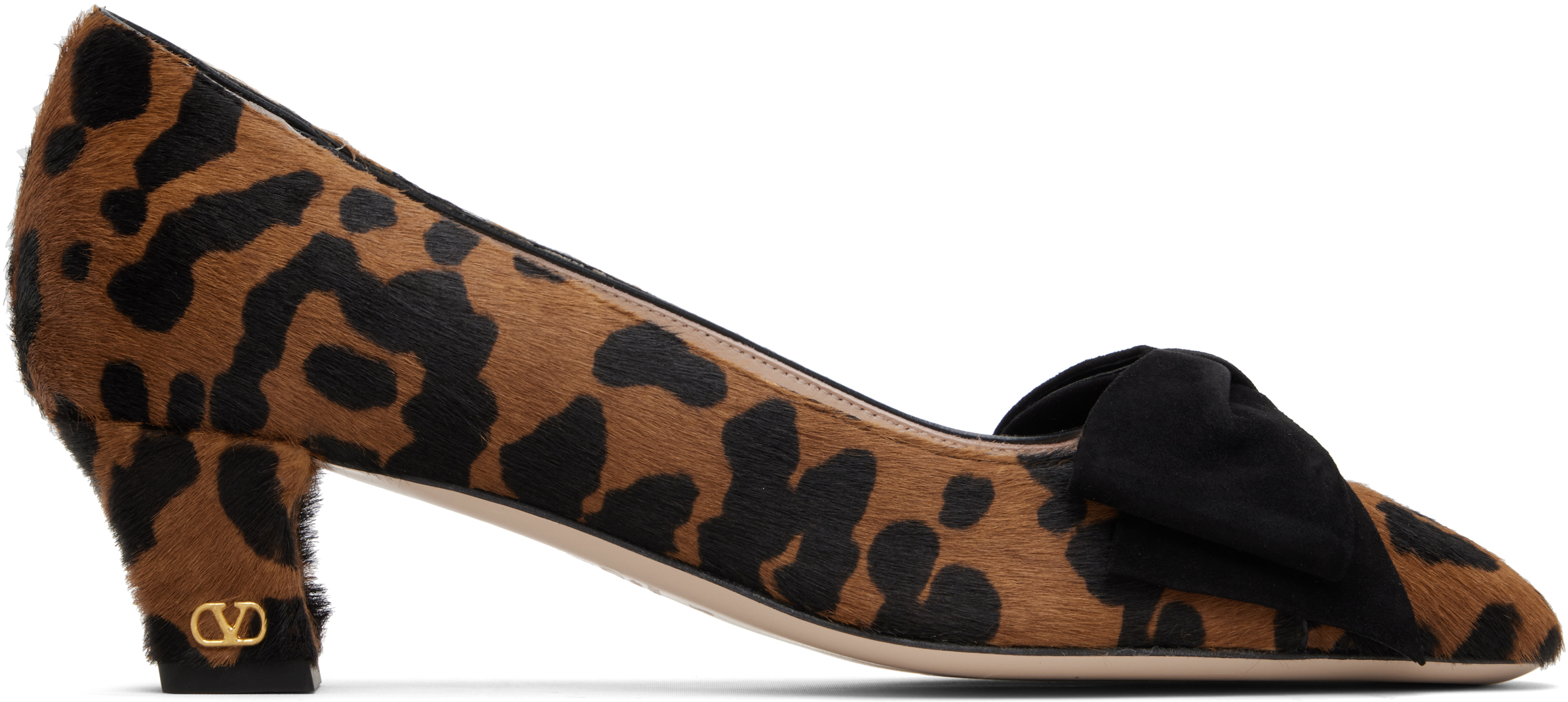 Valentino Brown & Black Bowow Pump Heels In Brown