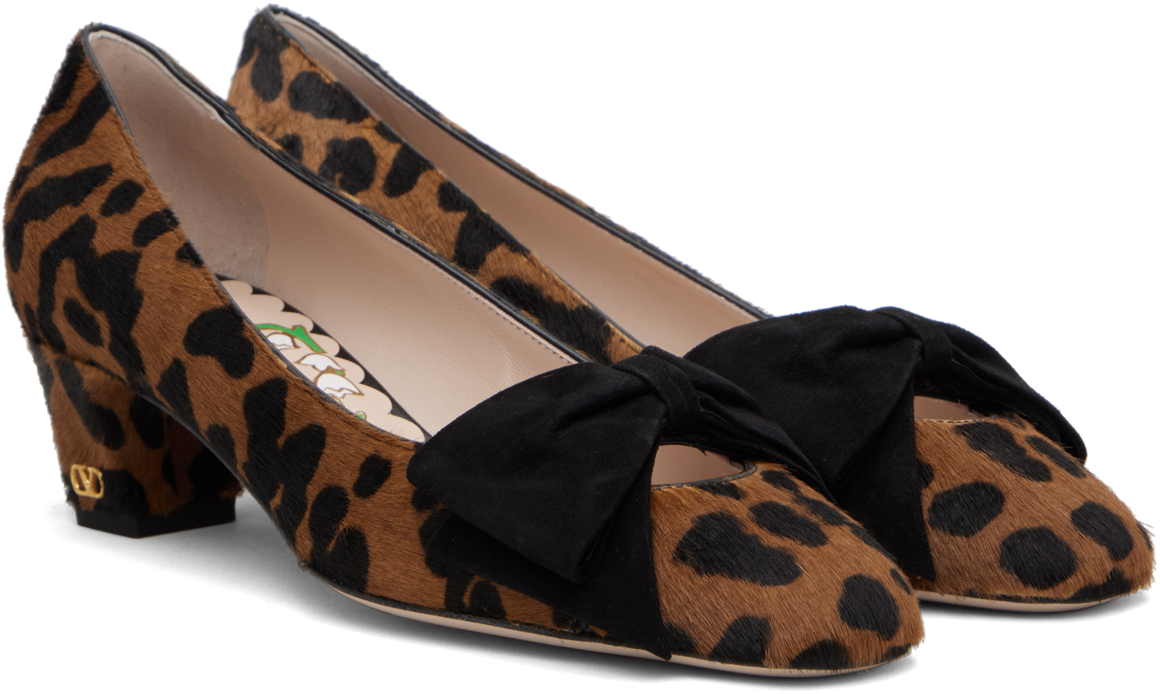 Valentino Brown & Black Bowow Pump Heels In Brown