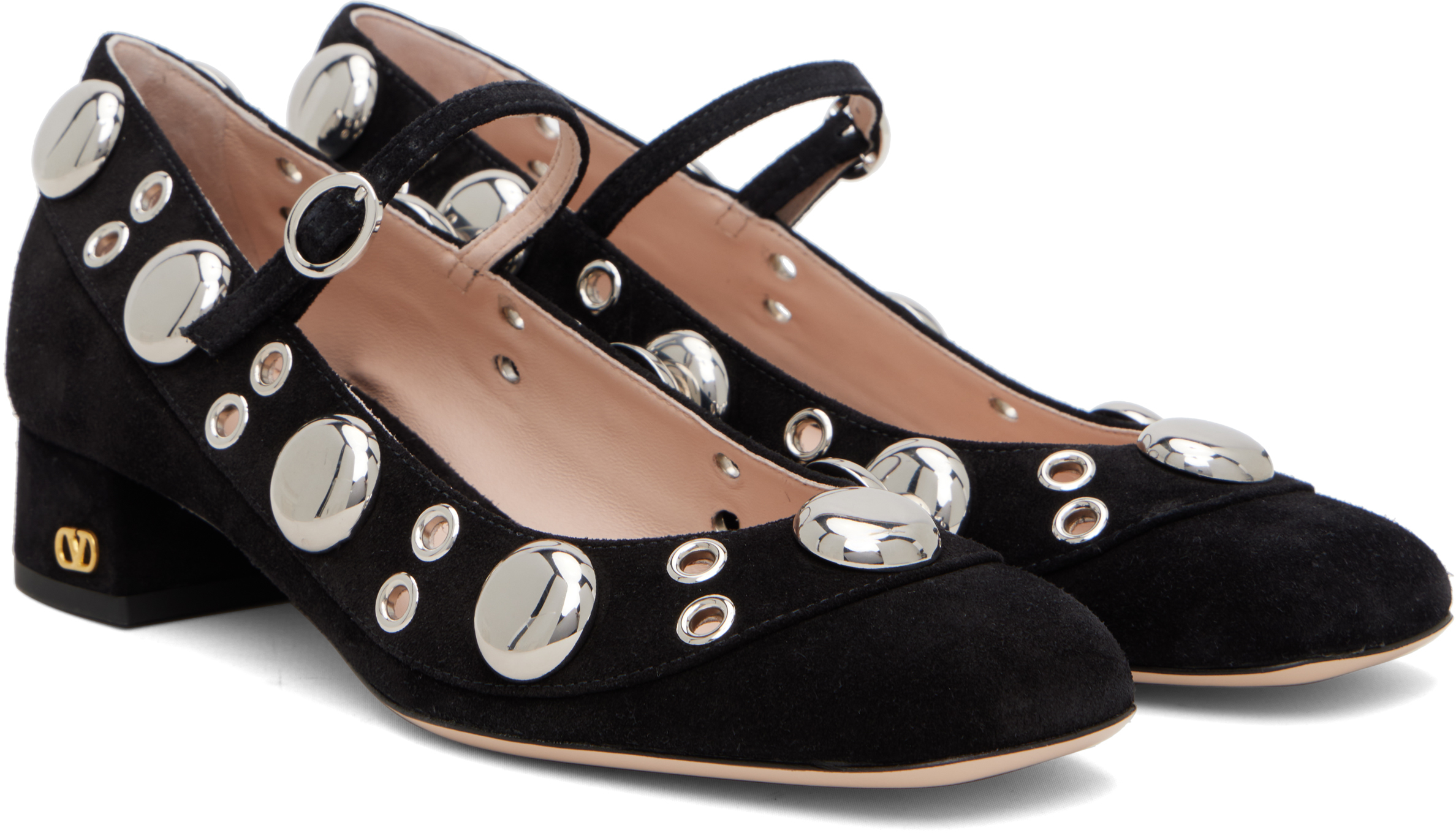 Valentino Nellcote 30 Embellished Mary Jane Suede Pumps In Black