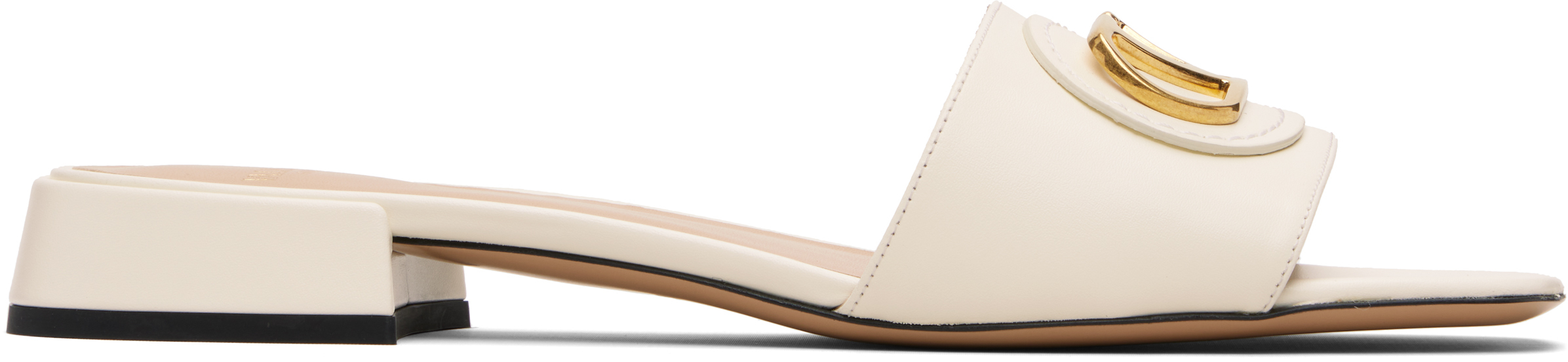 Valentino White Vlogo Signature Slide Sandals In Neutral