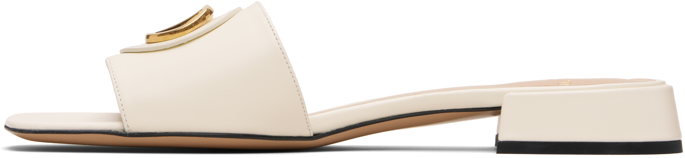 Valentino White Vlogo Signature Slide Sandals In Neutral