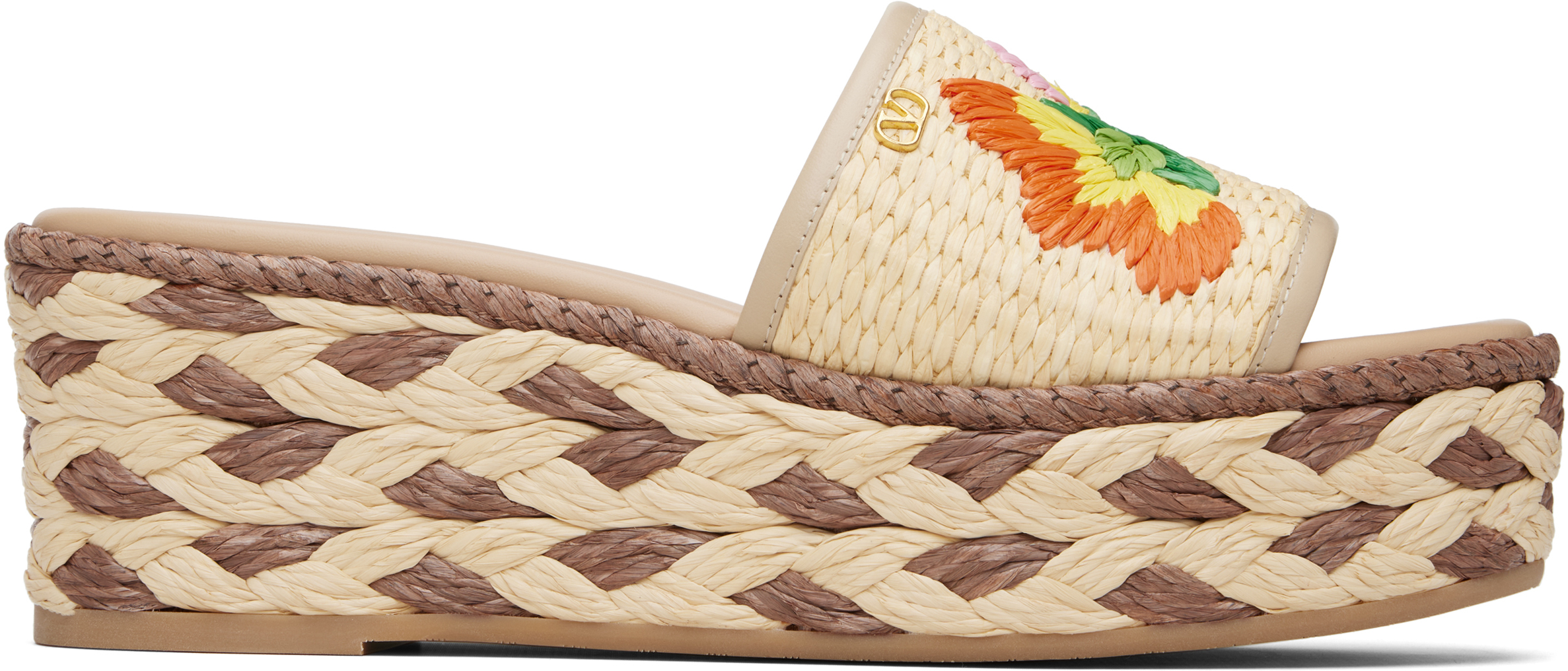 Valentino Beige Slide Espadrillas Sandals In Neutral