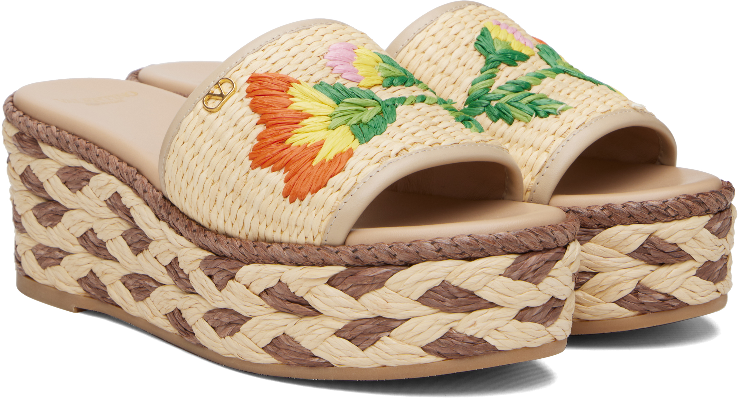 Valentino Beige Slide Espadrillas Sandals In Neutral