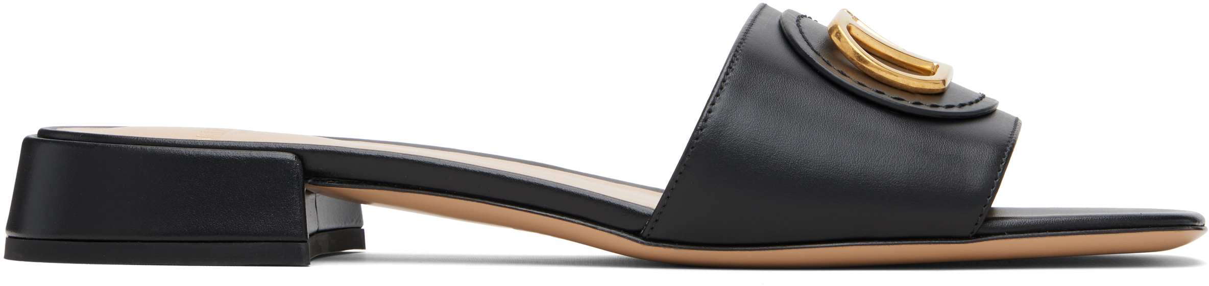 Valentino Black Vlogo Signature Slide Sandals In Black