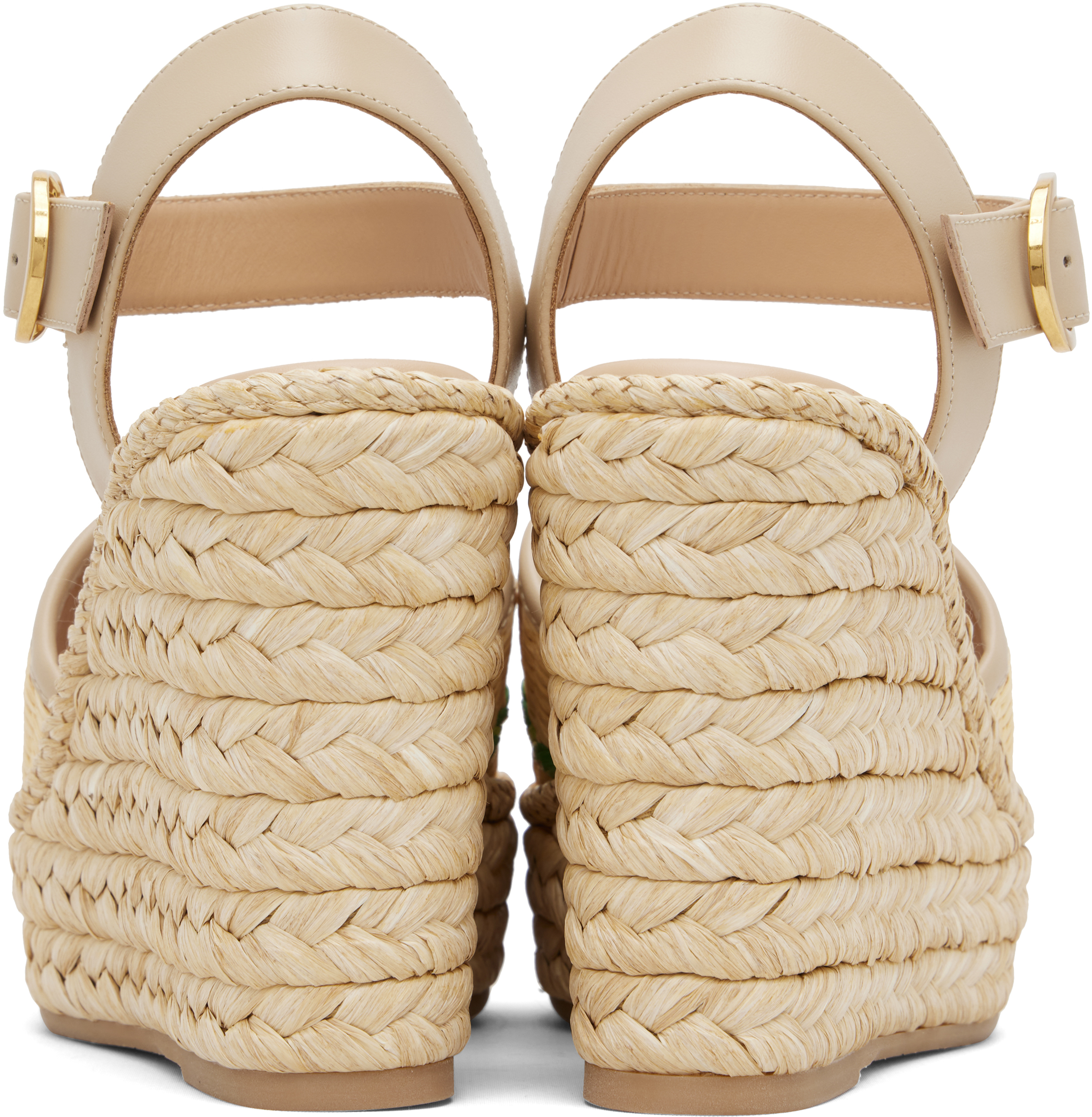 Valentino Bribri Raffia Flower Wedge Espadrille Sandals In Neutral
