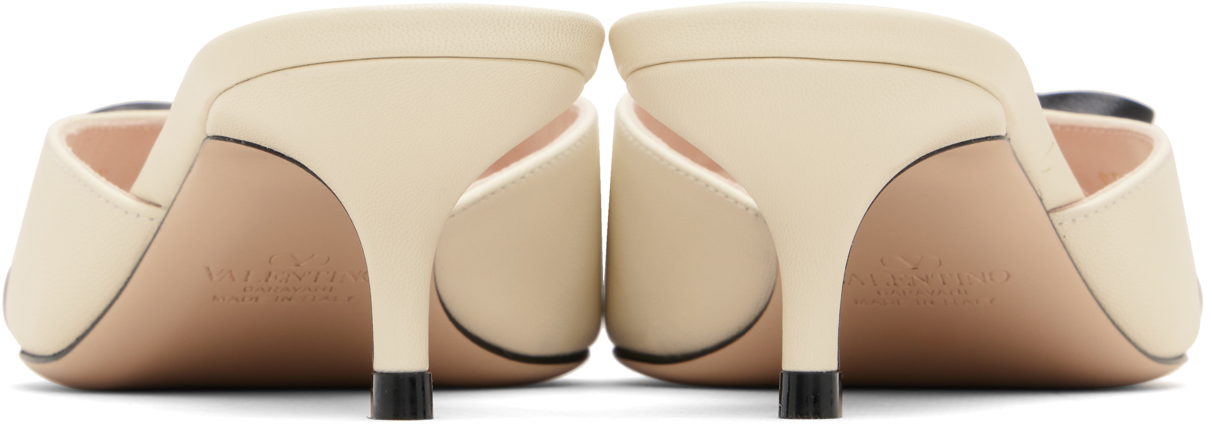 Valentino White Leather Bow Heeled Sandals In Neutral