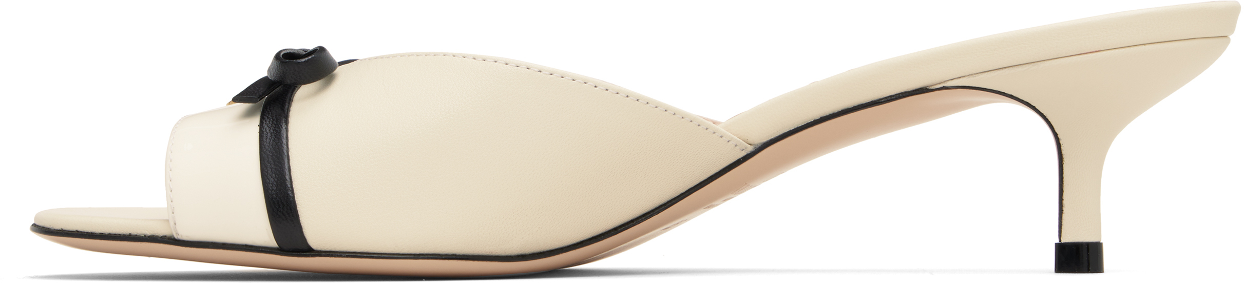 Valentino White Leather Bow Heeled Sandals In Neutral