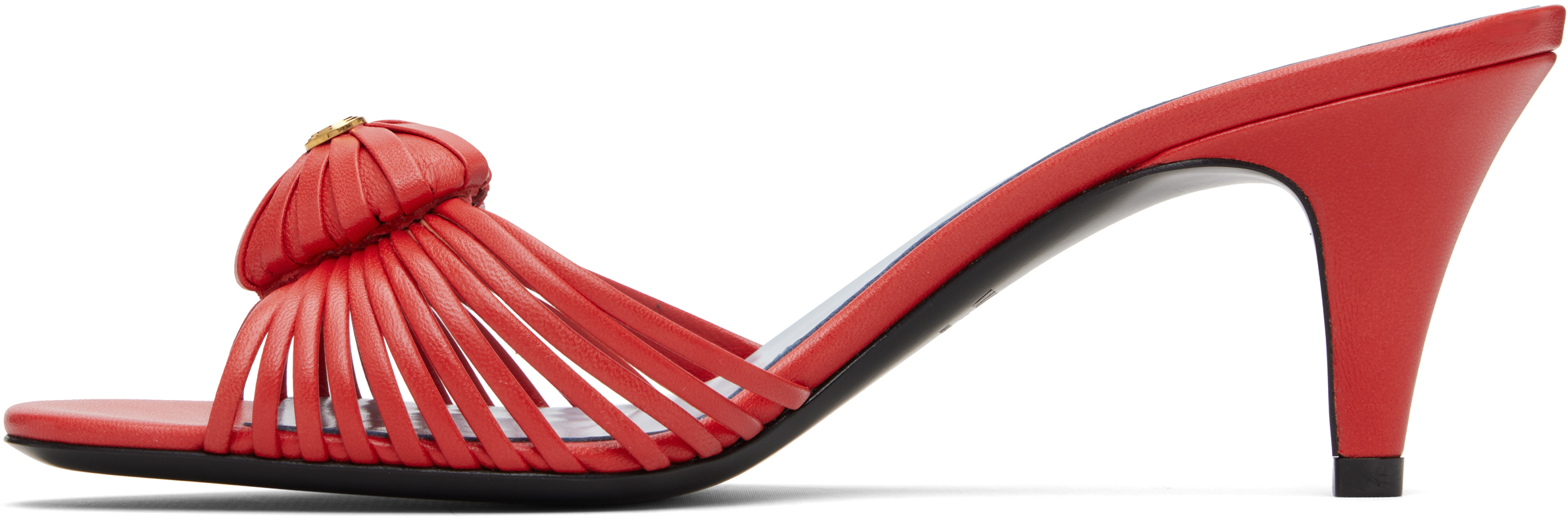 Valentino Red Leather Woven Heart Heeled Sandals In Red