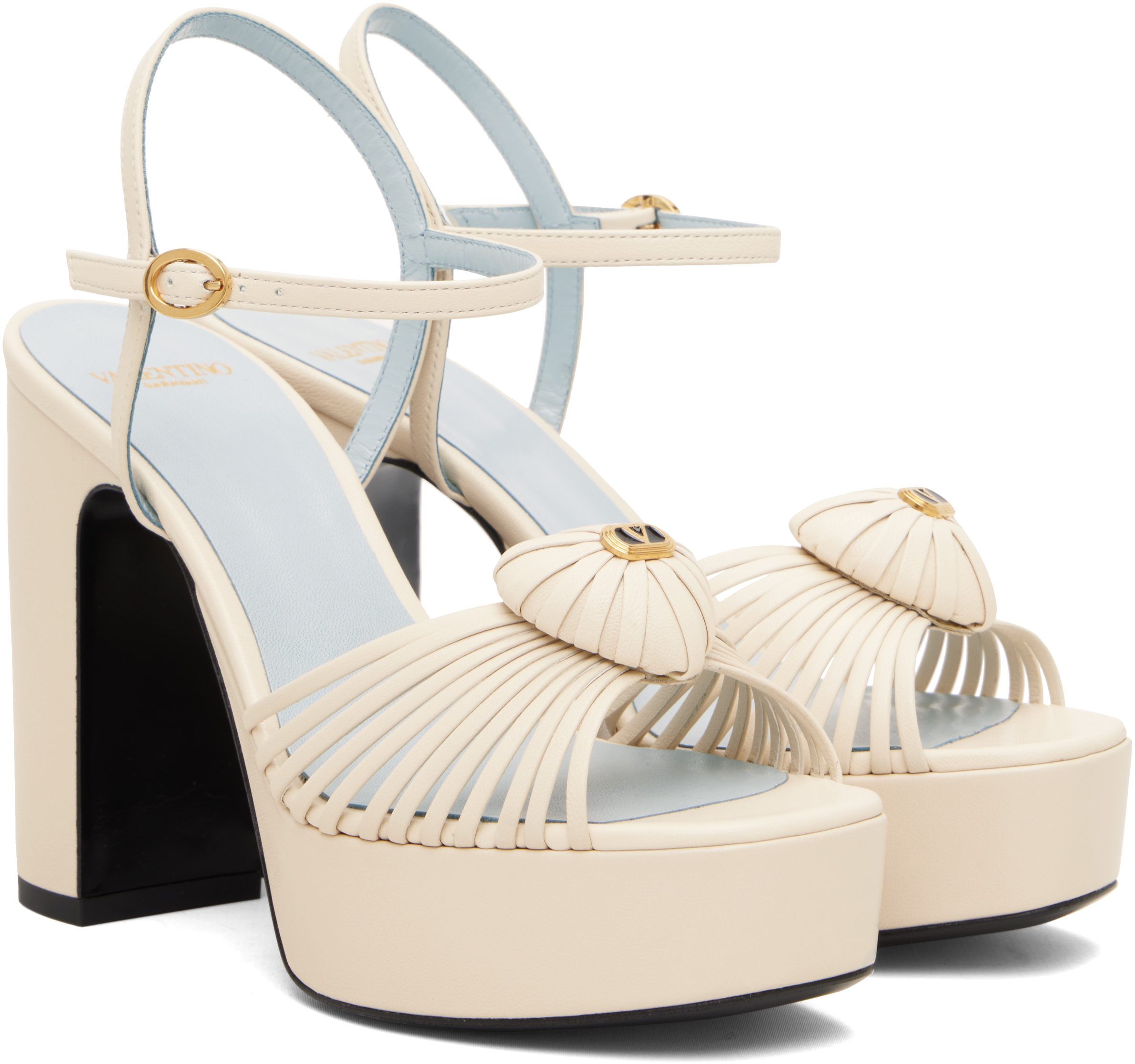 Valentino Off-white Vlogo Signature Platform Sandals In Neutral