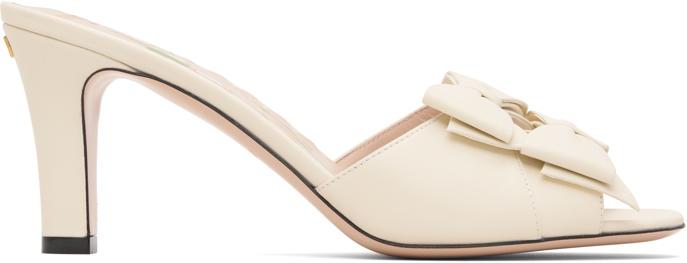 Valentino Off-white Leather Bow Heeled Sandals In Neutral