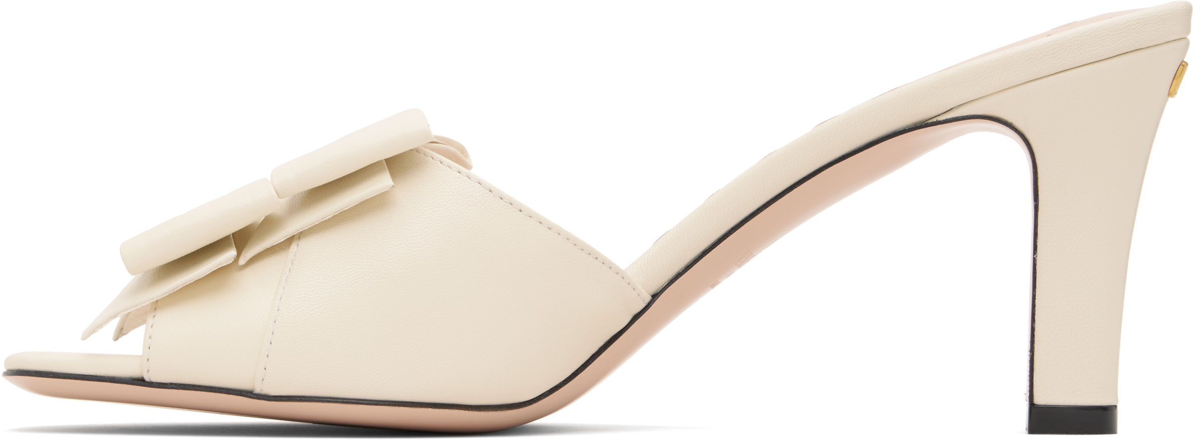 Valentino Off-white Leather Bow Heeled Sandals In Neutral