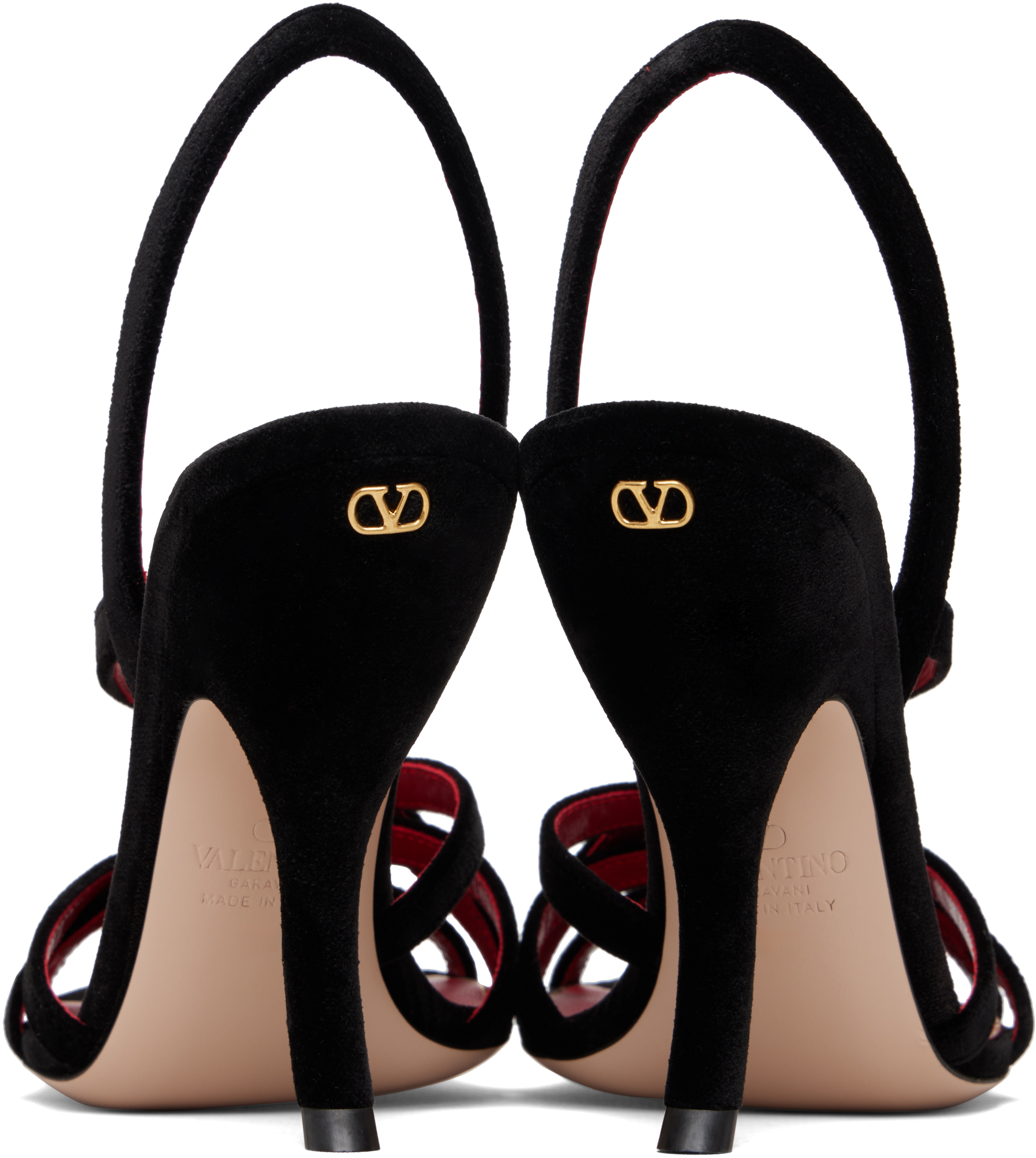 Valentino Garavani Women Black Velvet Slingback Heels, 4.5 Luxury Pumps & Heels For Women Darveys