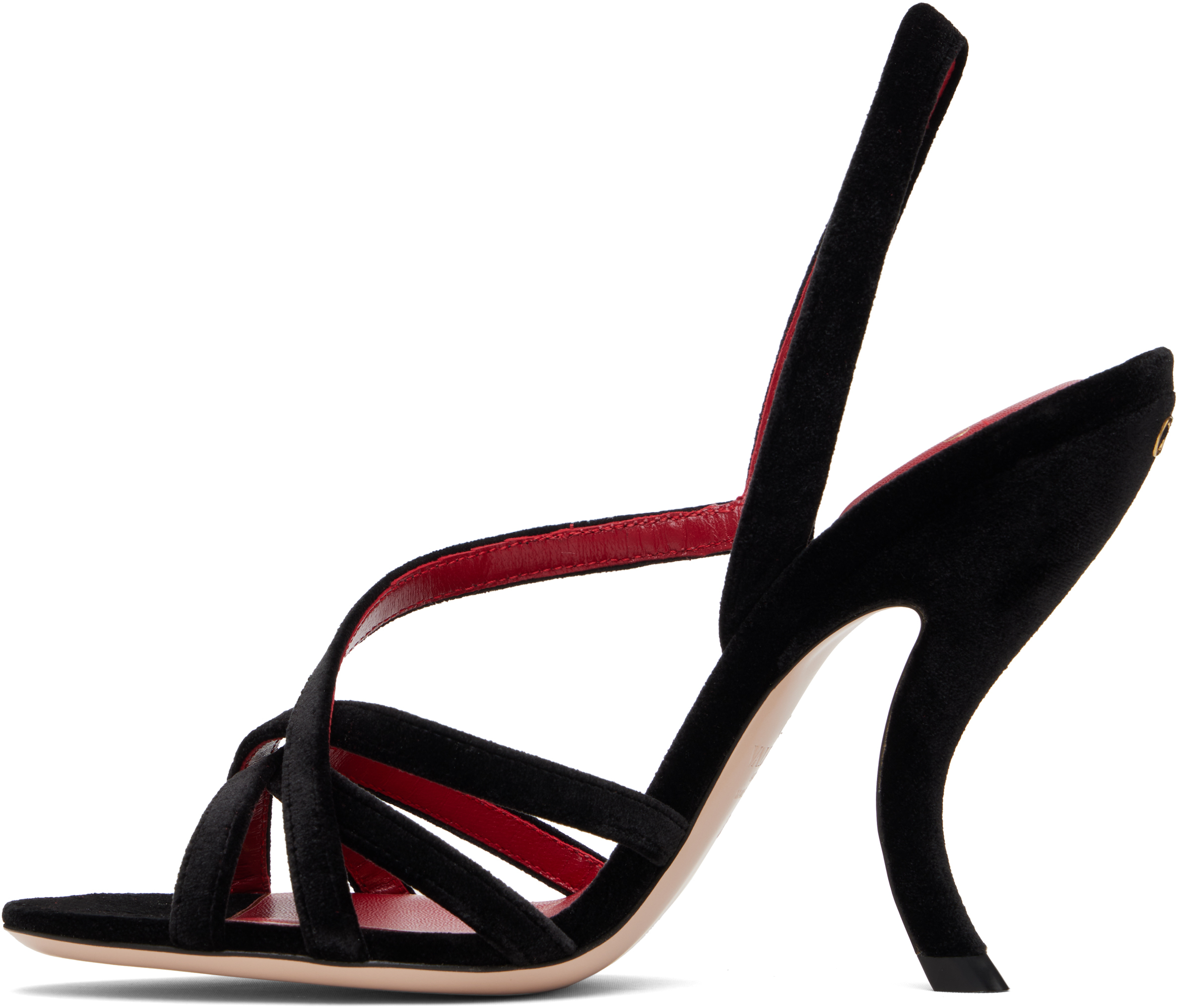 Valentino Garavani Women Black Velvet Slingback Heels, 4.5 Luxury Pumps & Heels For Women Darveys