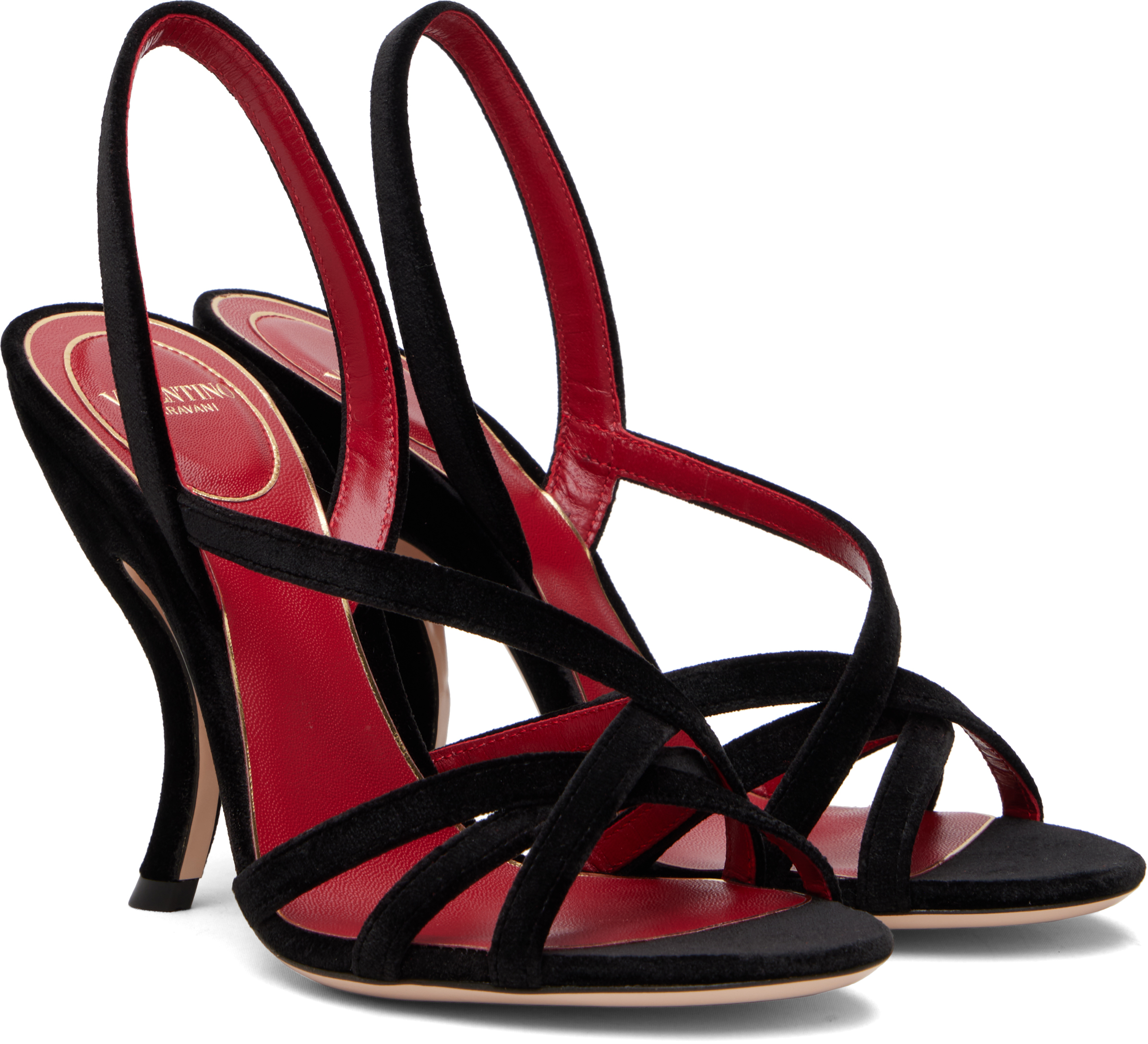 Valentino Garavani Women Black Velvet Slingback Heels, 4.5 Luxury Pumps & Heels For Women Darveys