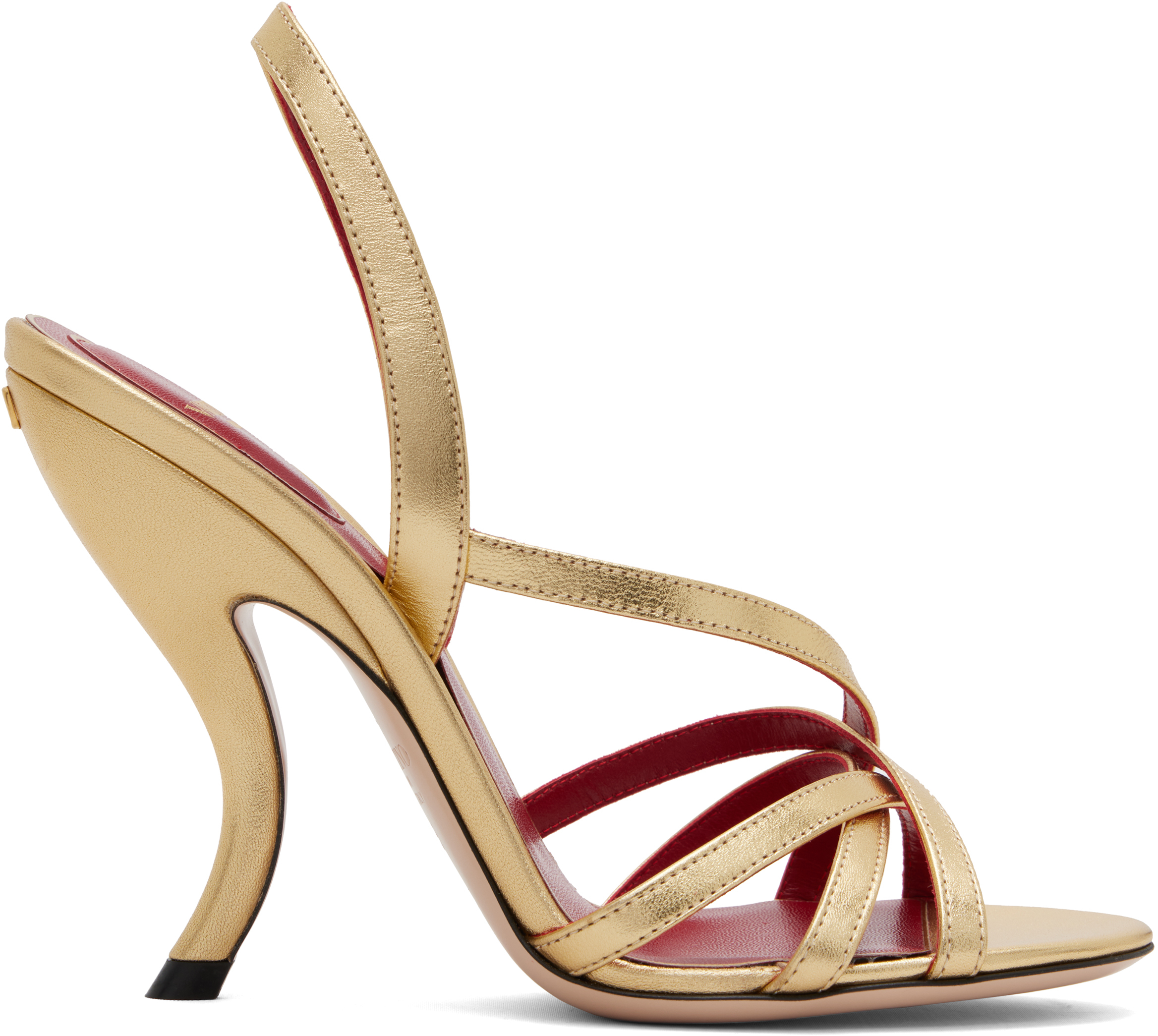 Valentino Fetishique Sandals Gold Leather In Neutral
