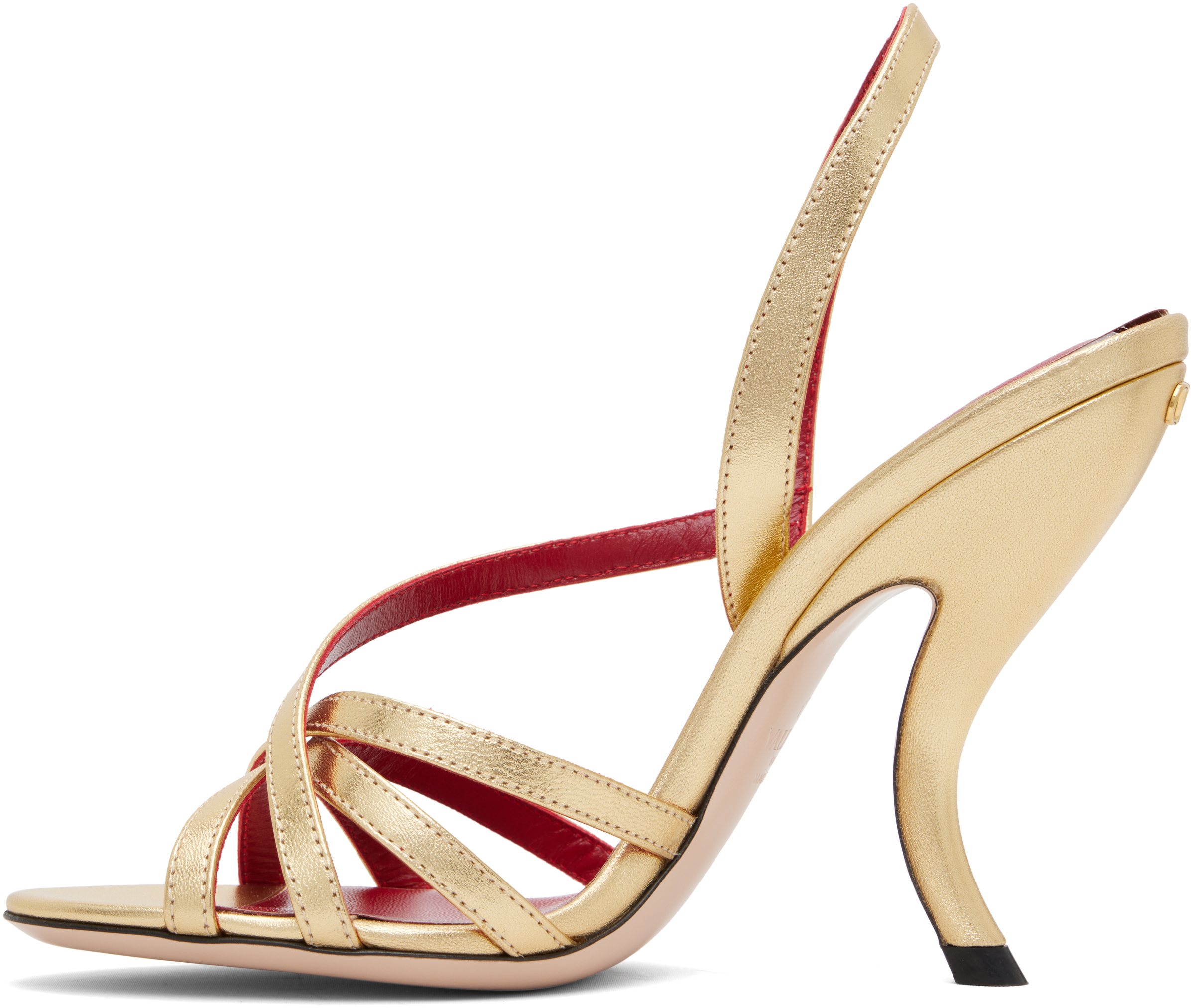 Valentino Fetishique Sandals Gold Leather In Neutral