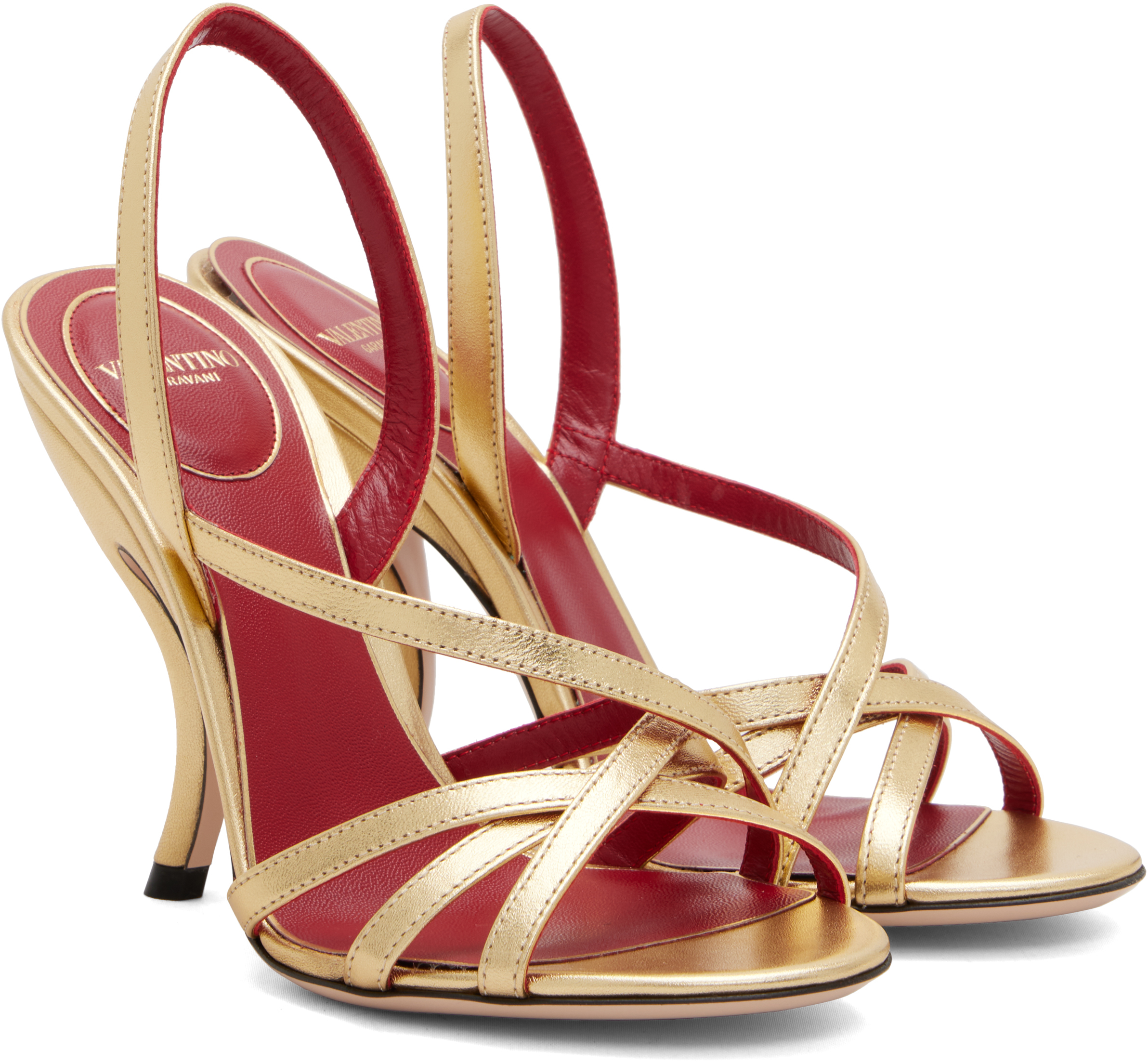 Valentino Fetishique Sandals Gold Leather In Neutral