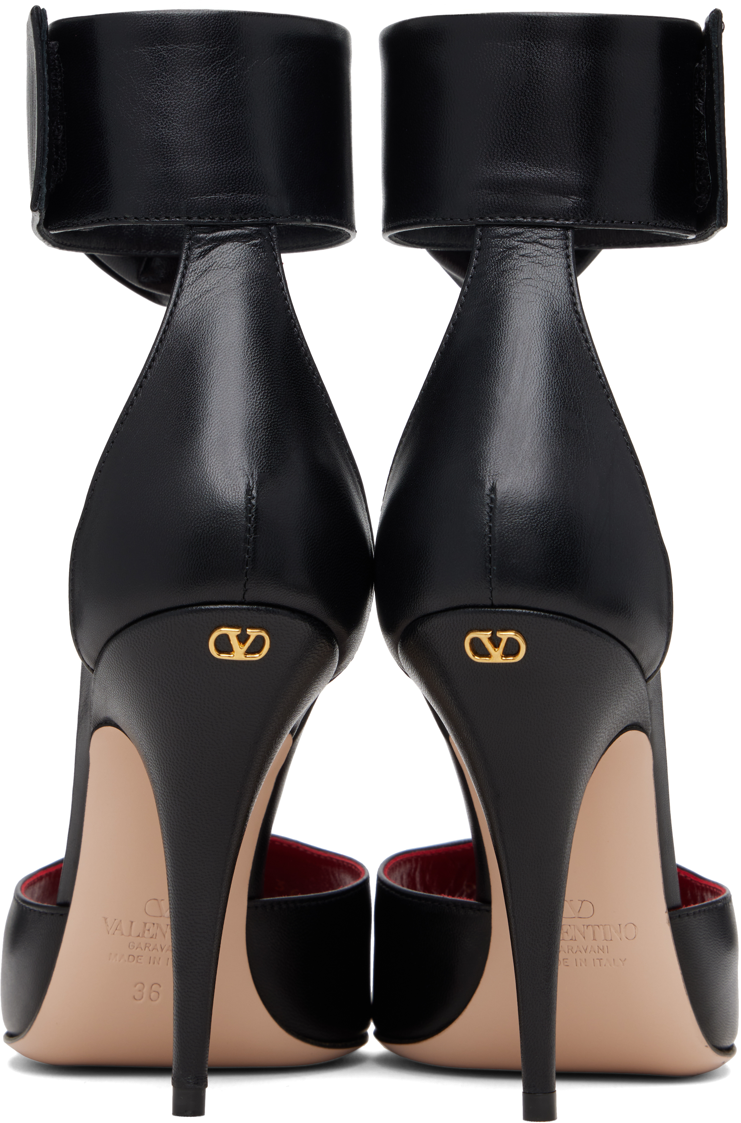 Valentino Embellished Rose Leather Sandals In Black