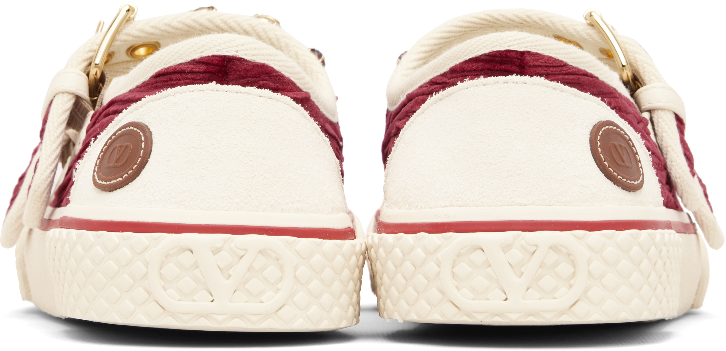 Valentino Embellished Round Toe Sneakers In Red