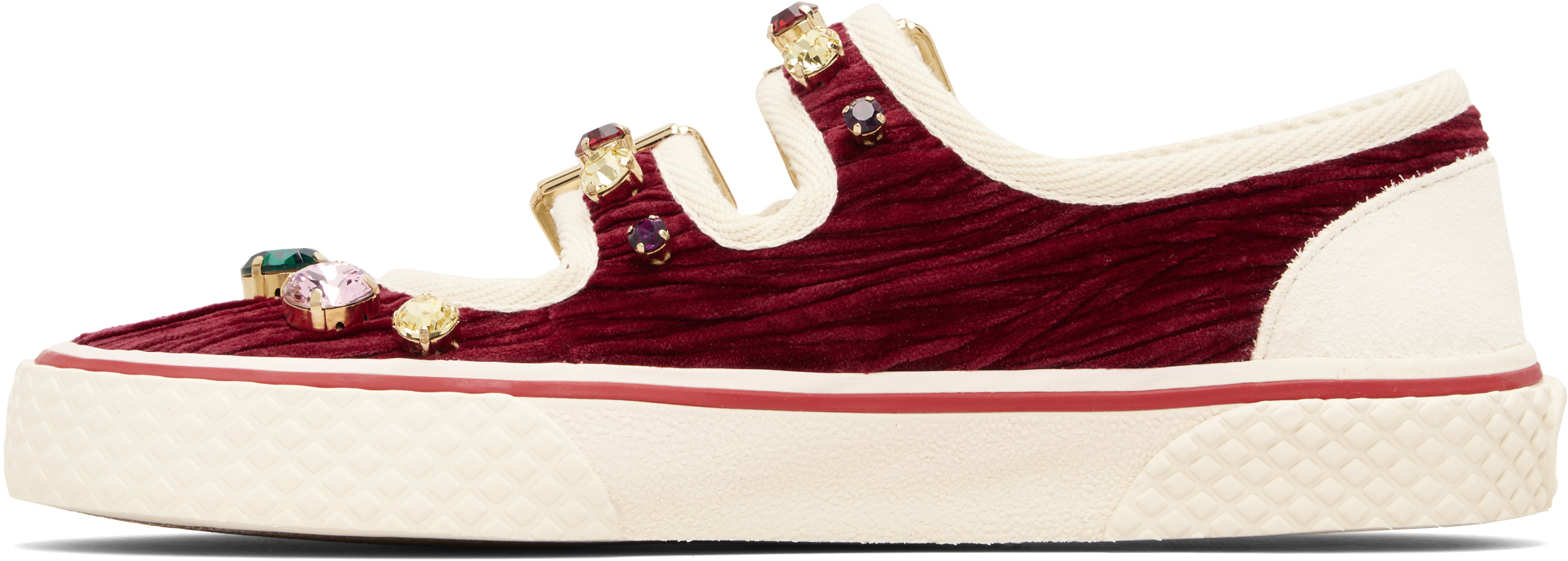 Valentino Embellished Round Toe Sneakers In Red