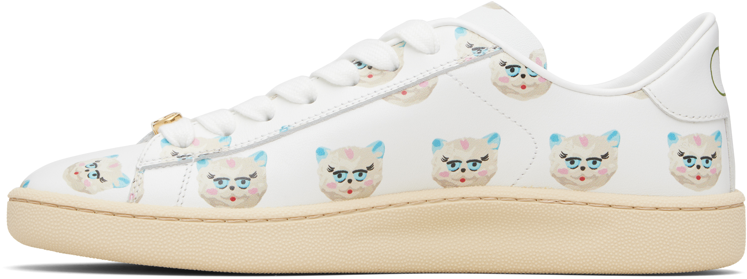 Valentino Royco Vlogo Cat-print Leather Sneakers In Neutral