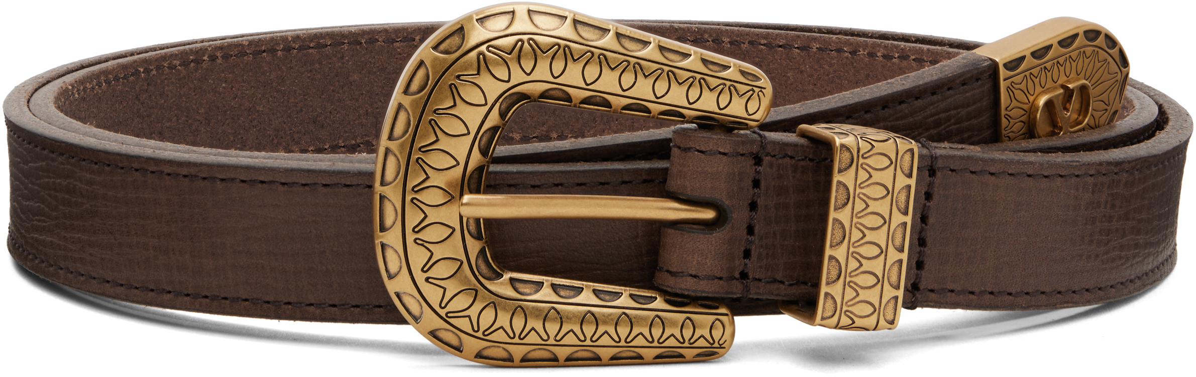 Valentino ブラウン ベルト 美品 Valentino Garavani: ブラウン VLogo Signature カーフスキン